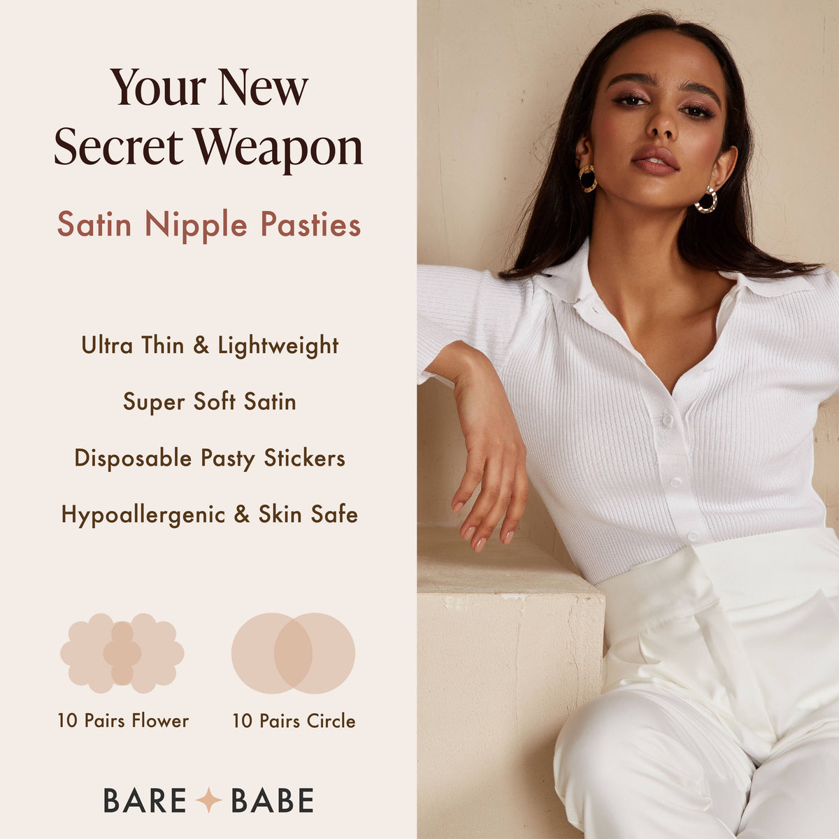 BARE BABE - Disposable Satin Nipple Pasties