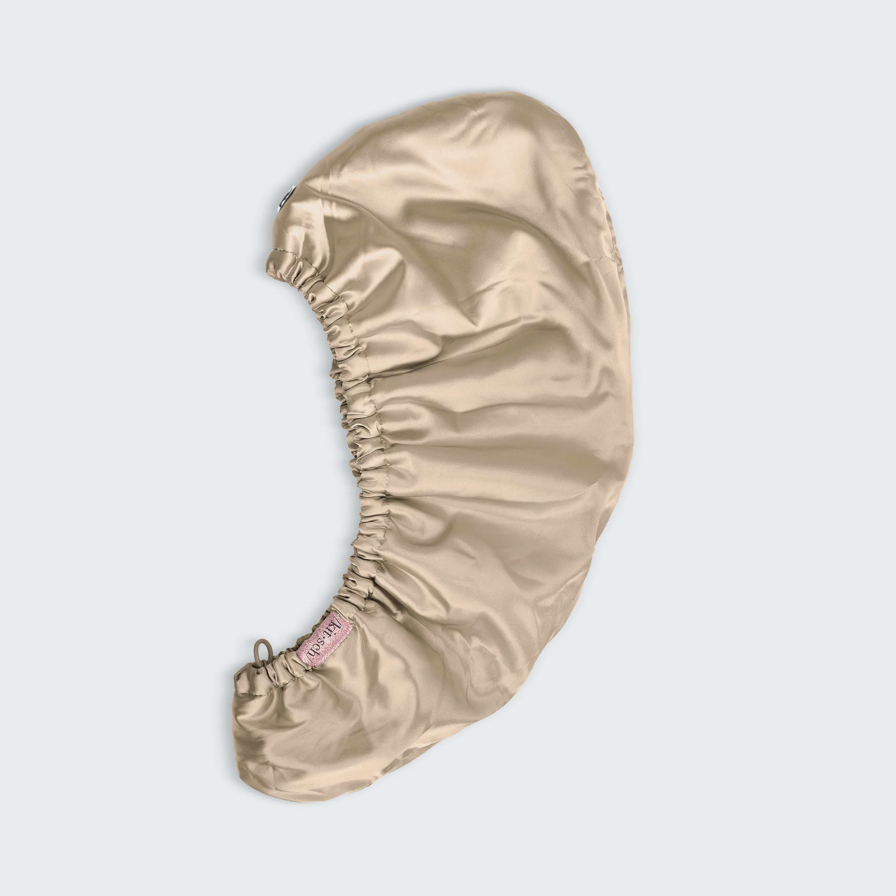 KITSCH - Satin Wrapped Microfiber Hair Towel in Champagne