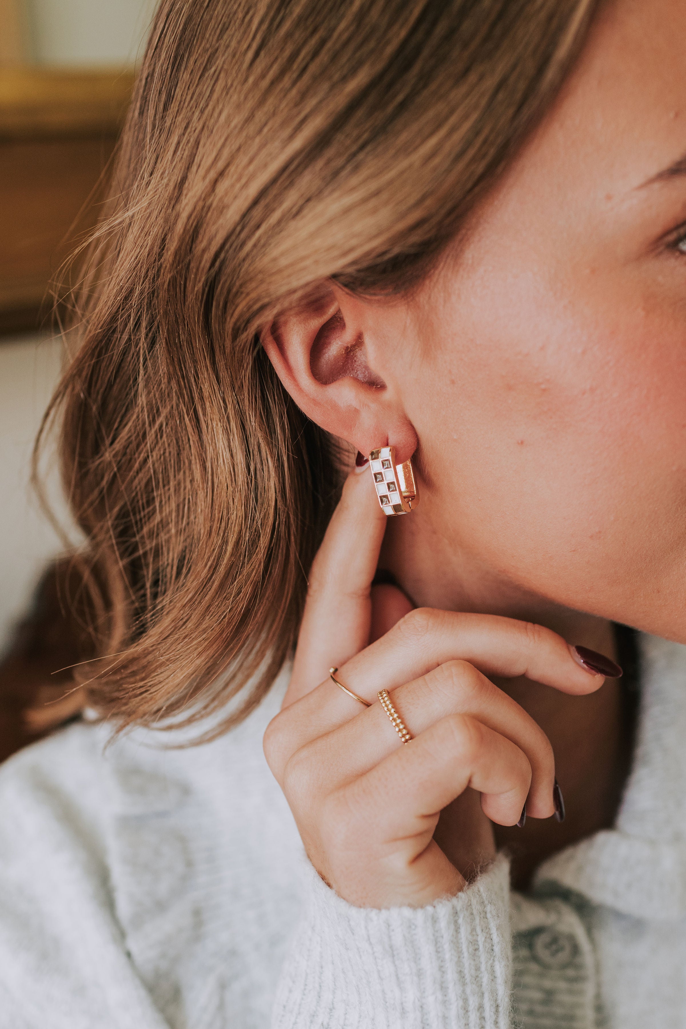 Check Please Earrings - 14K Gold Plated