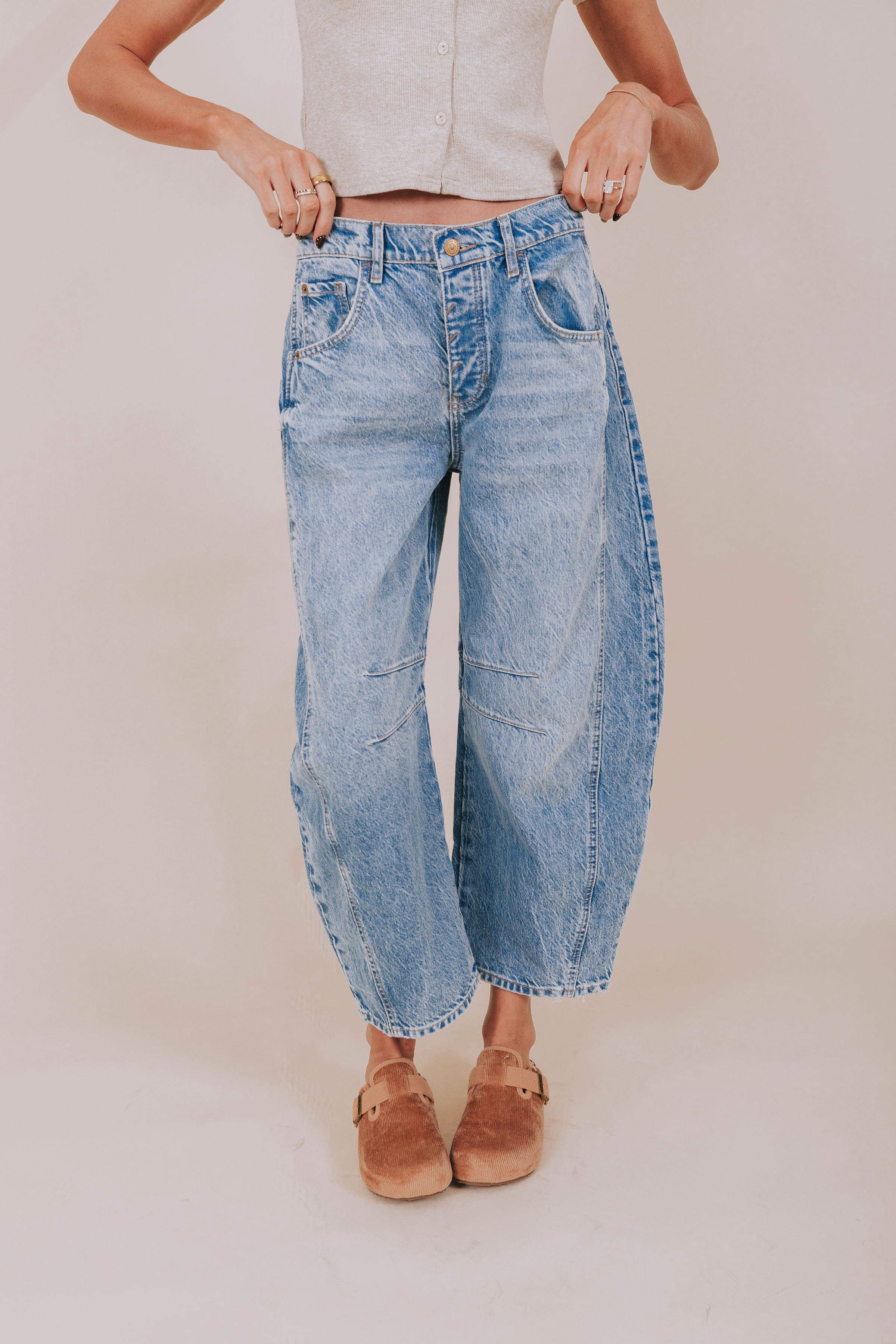 FREE PEOPLE - Good Luck Mid-Rise Barrel Jeans - 6 Colors!
