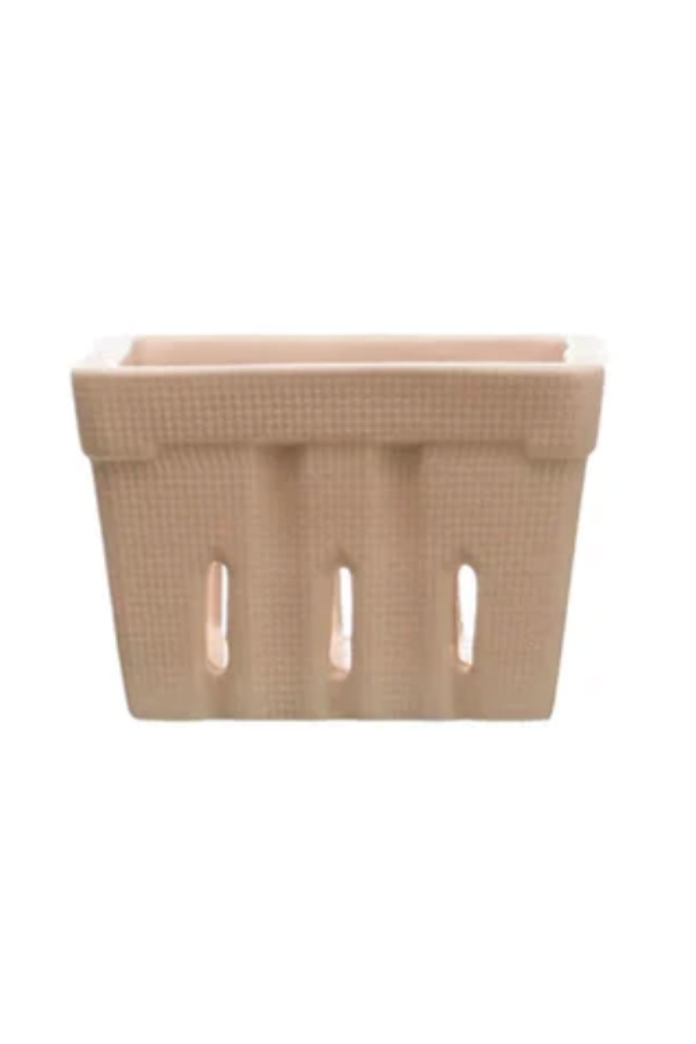 Textured Stoneware Berry Basket Pale Pink