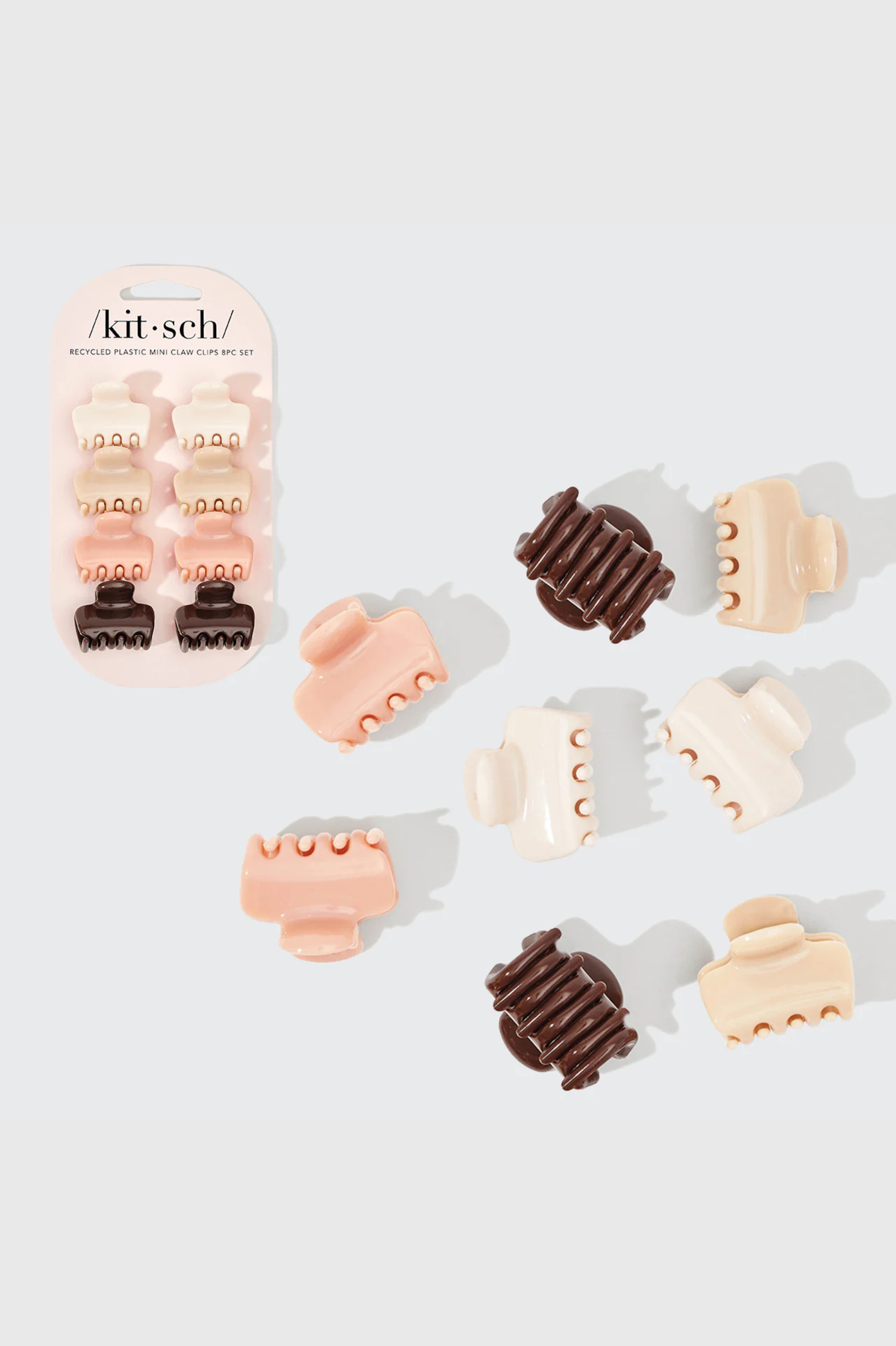 KITSCH - Recycled Plastic Mini Cloud Claw Clips 8pc Set - Rosewood