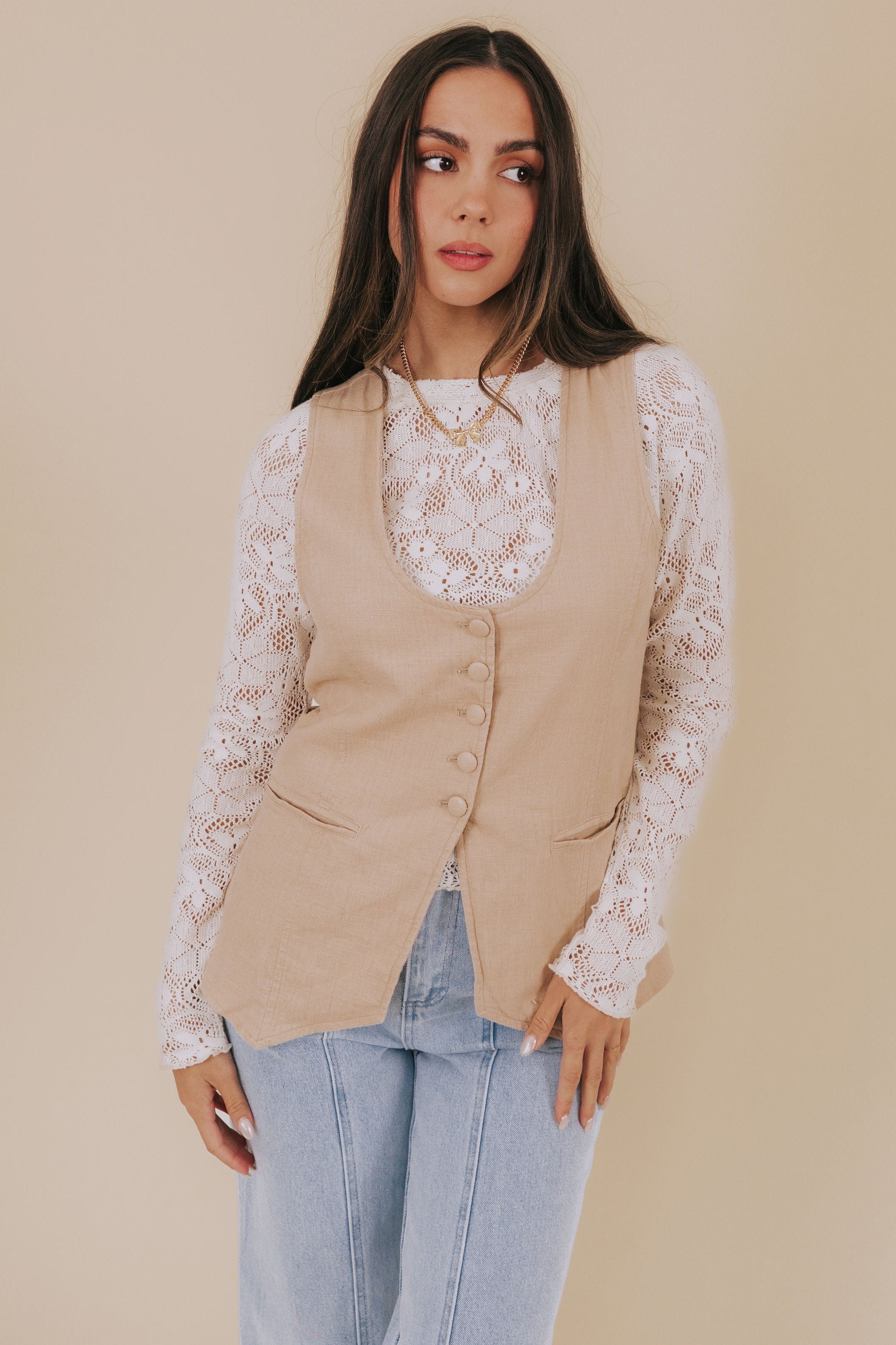 FREE PEOPLE - Millie Vest by Free People in Semolina