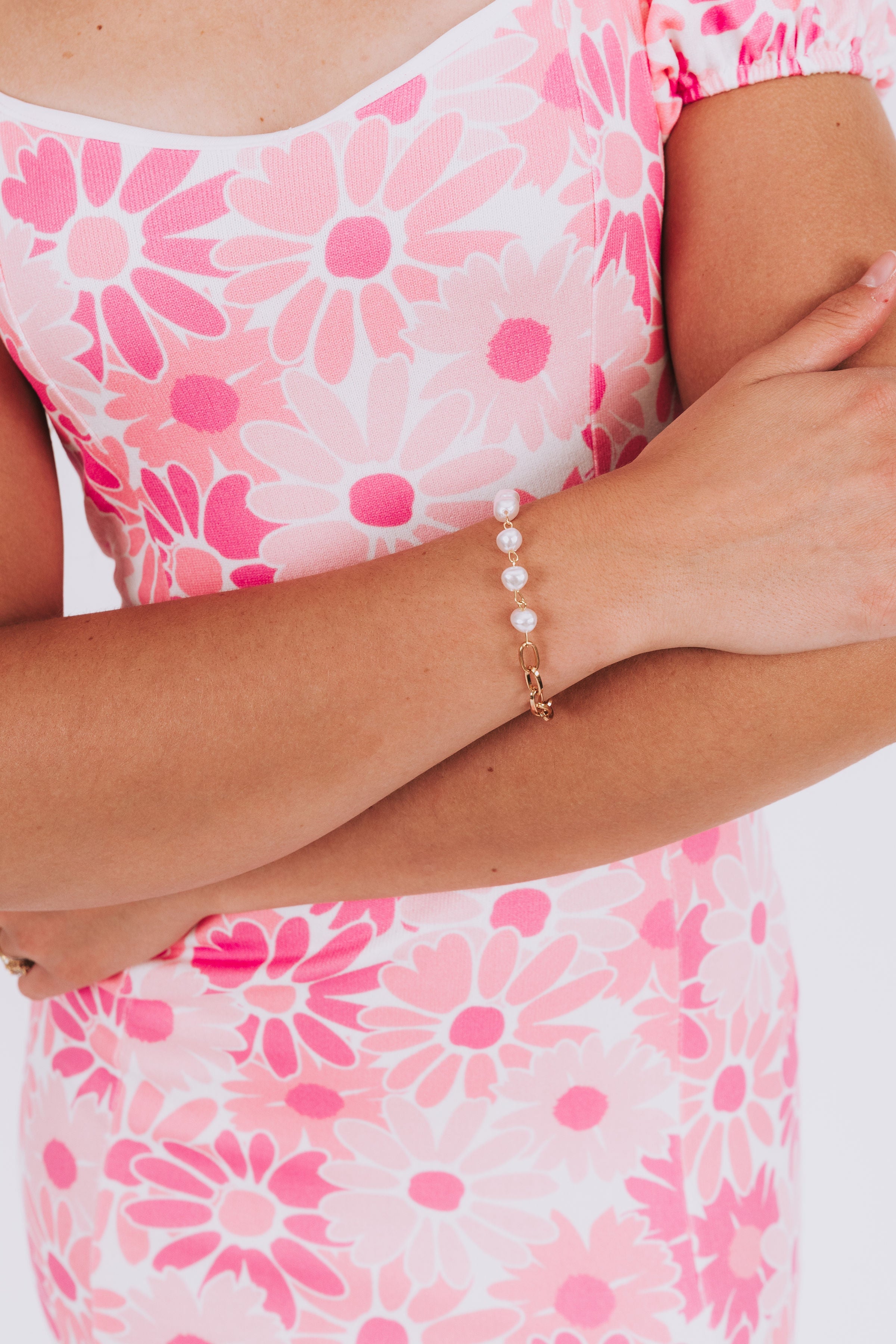 The Royal 4 Bracelets Half Chain Half Pearl