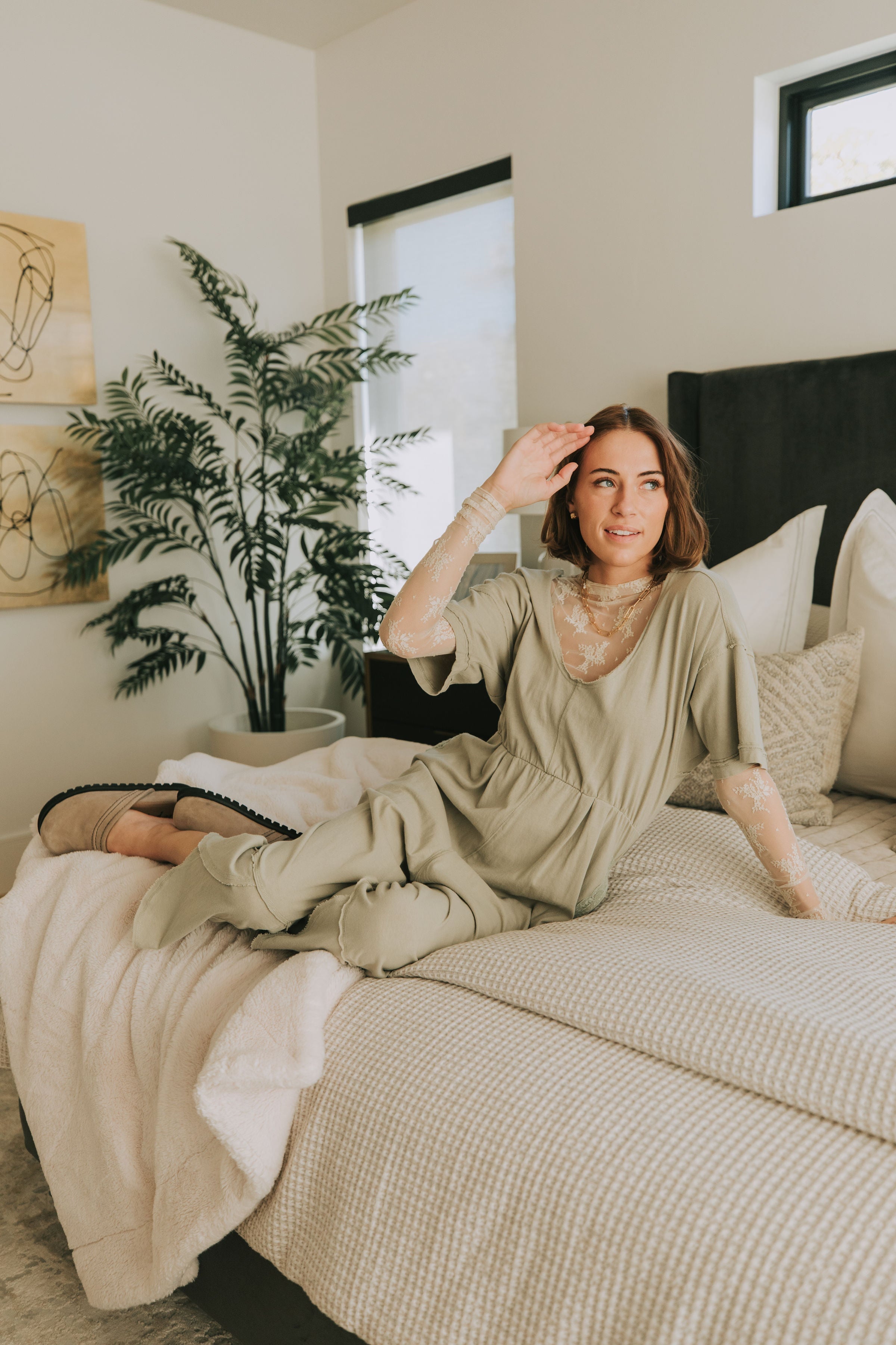 FREE PEOPLE - Good Side Romper by Free People in Lima Bean