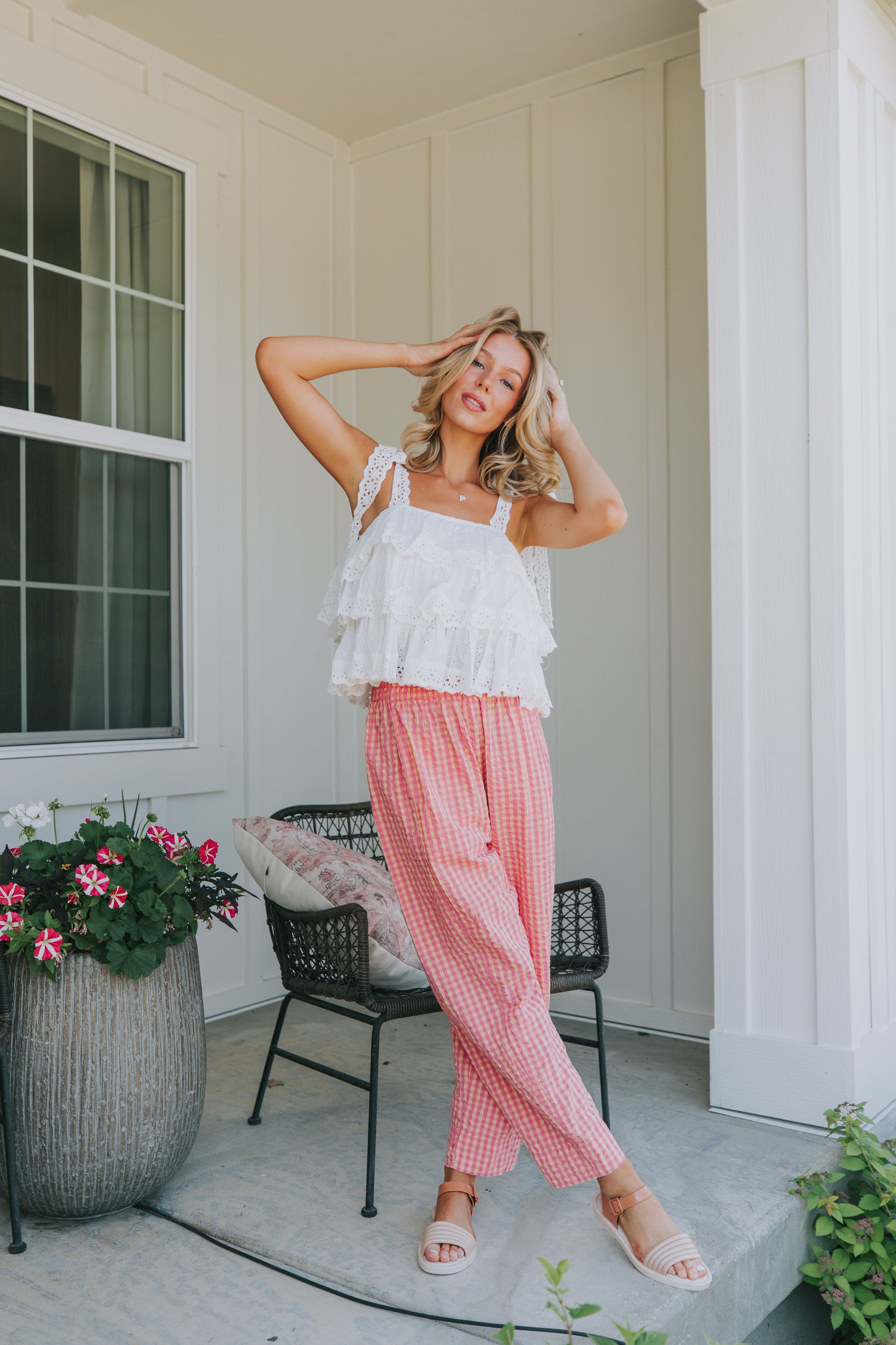 FREE PEOPLE - Preppy Poplin Gingham Pants