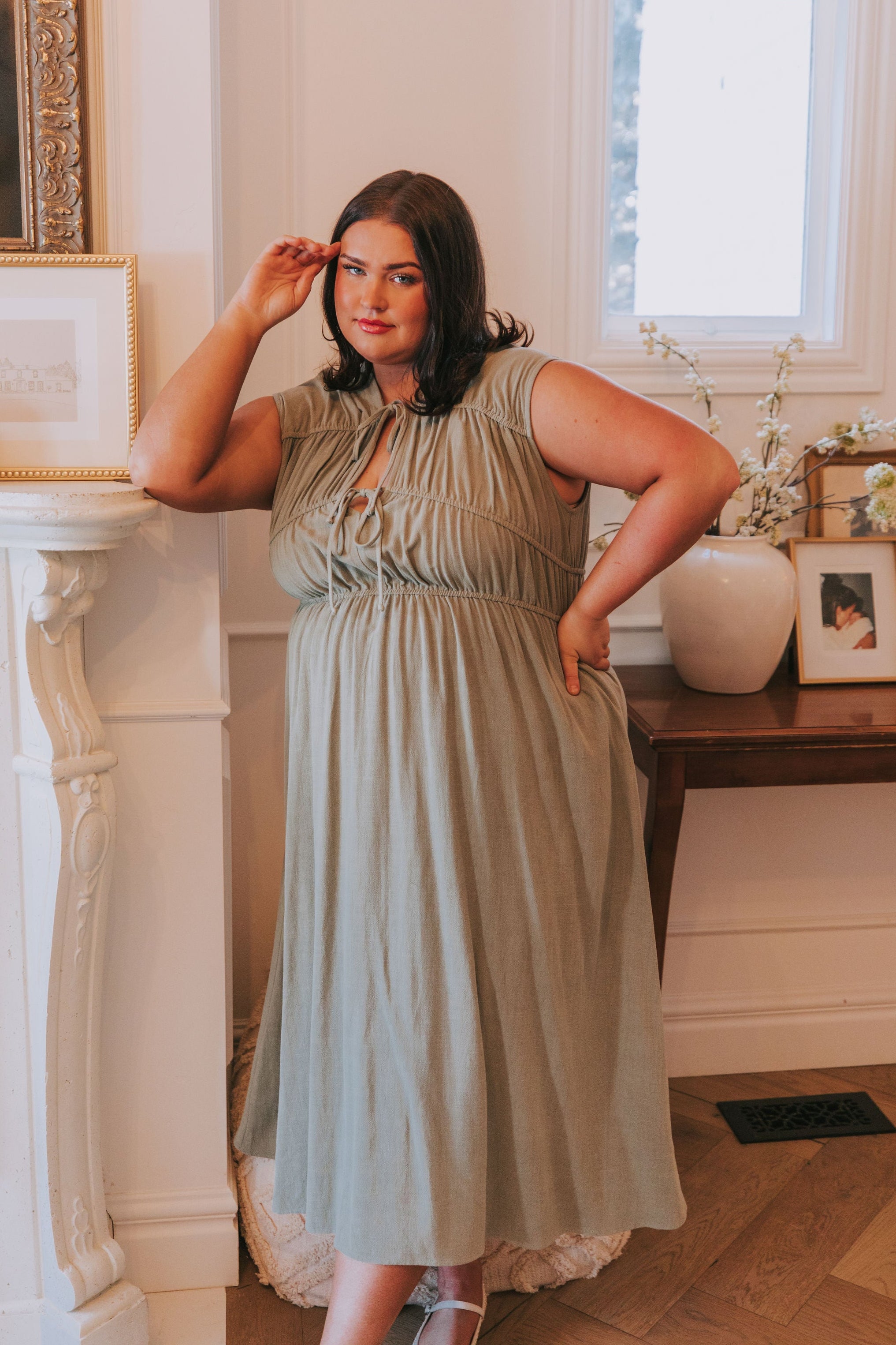 Jade By Jane Full Size Checkered Sleeveless Dress Plus Size