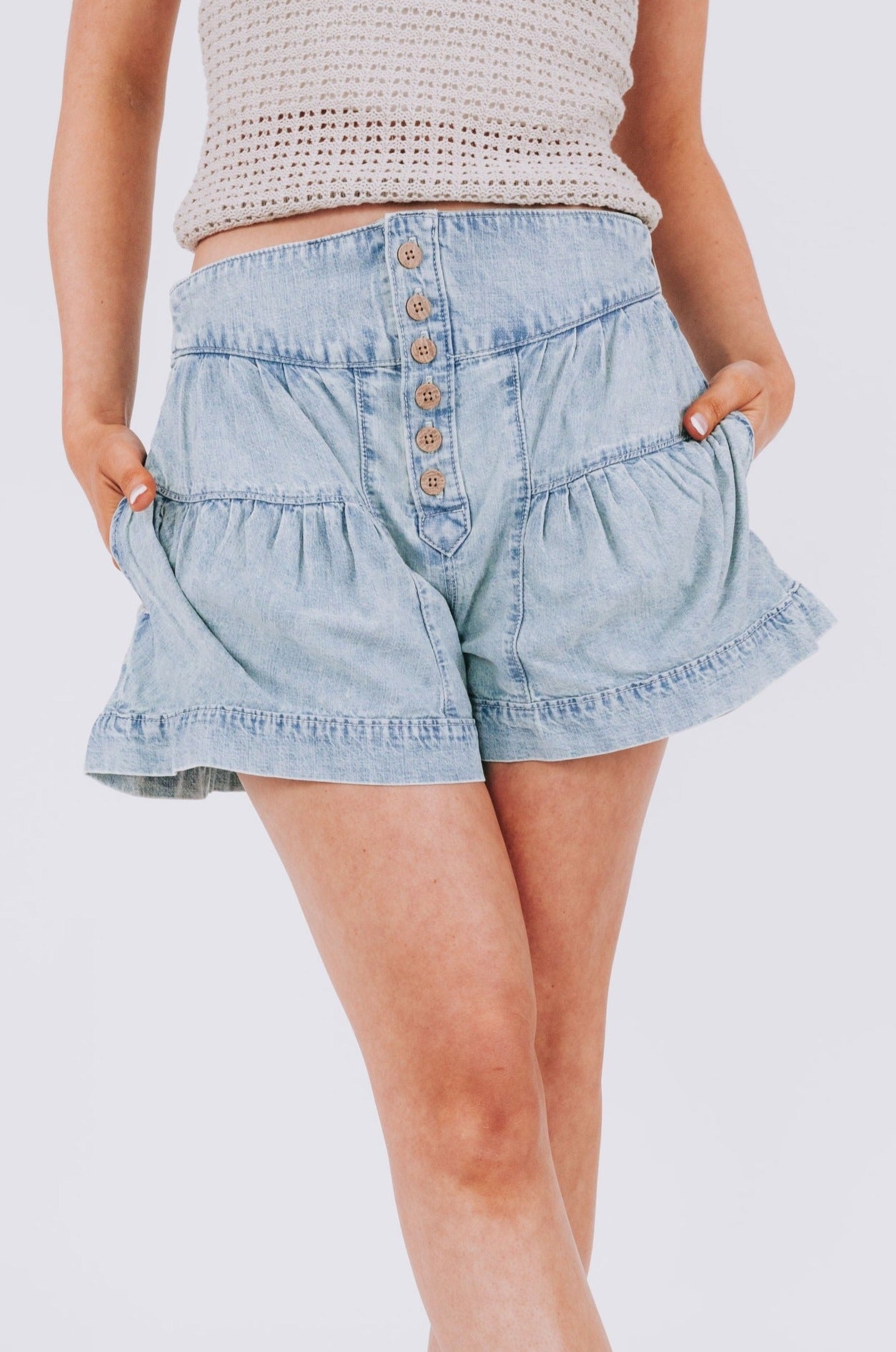 FREE PEOPLE - Fleur Denim Short by Free People in Belle Blue