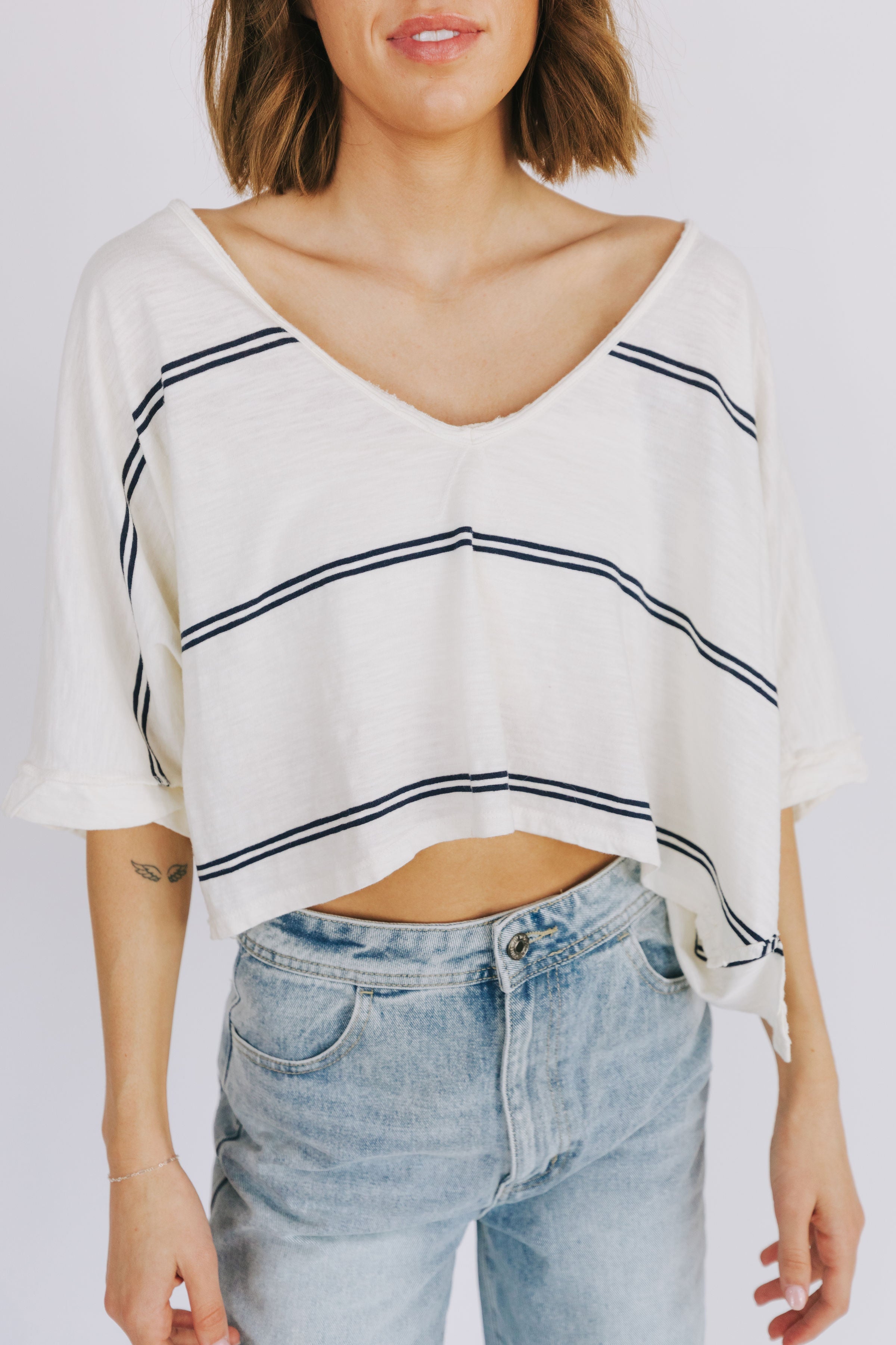 FREE PEOPLE - Jaydon Stripe Tee by Free People in Ivory