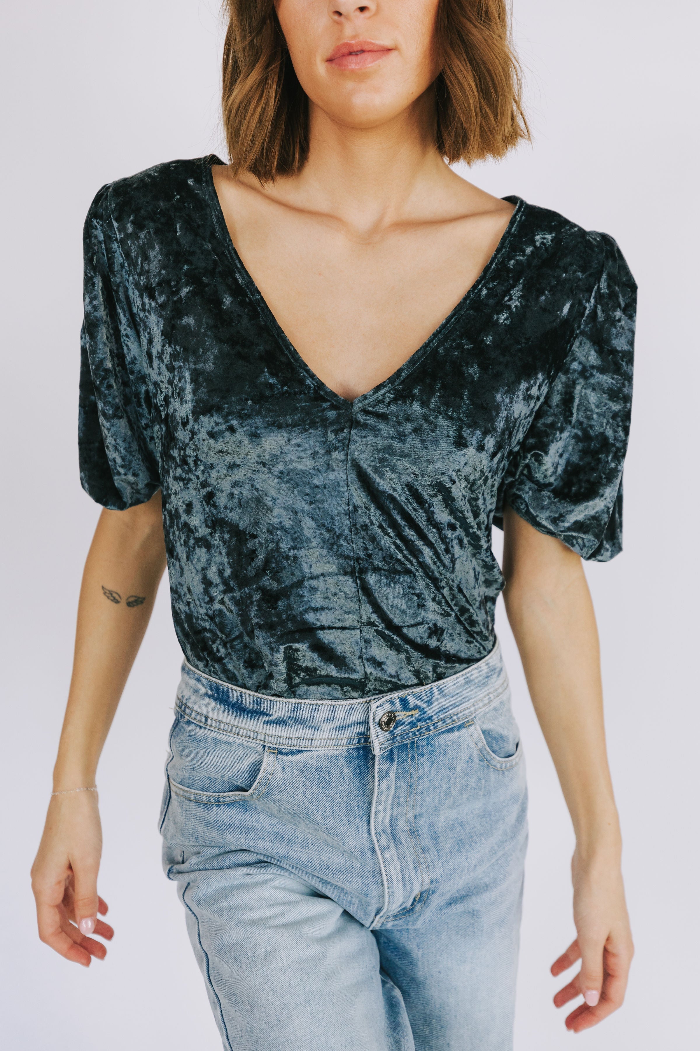 FREE PEOPLE - Don't You Wish Velvet Bodysuit by Free People in Sunflower Seed