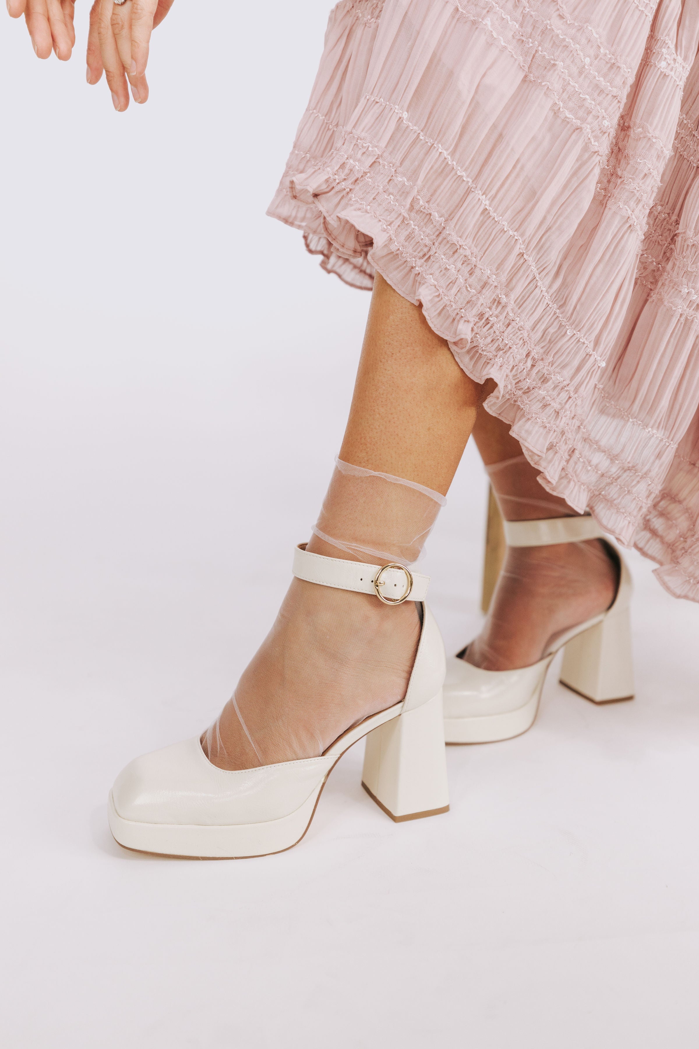 FREE PEOPLE - The Moment Tulle Mesh Crew Socks - 2 Colors by Free People in Black