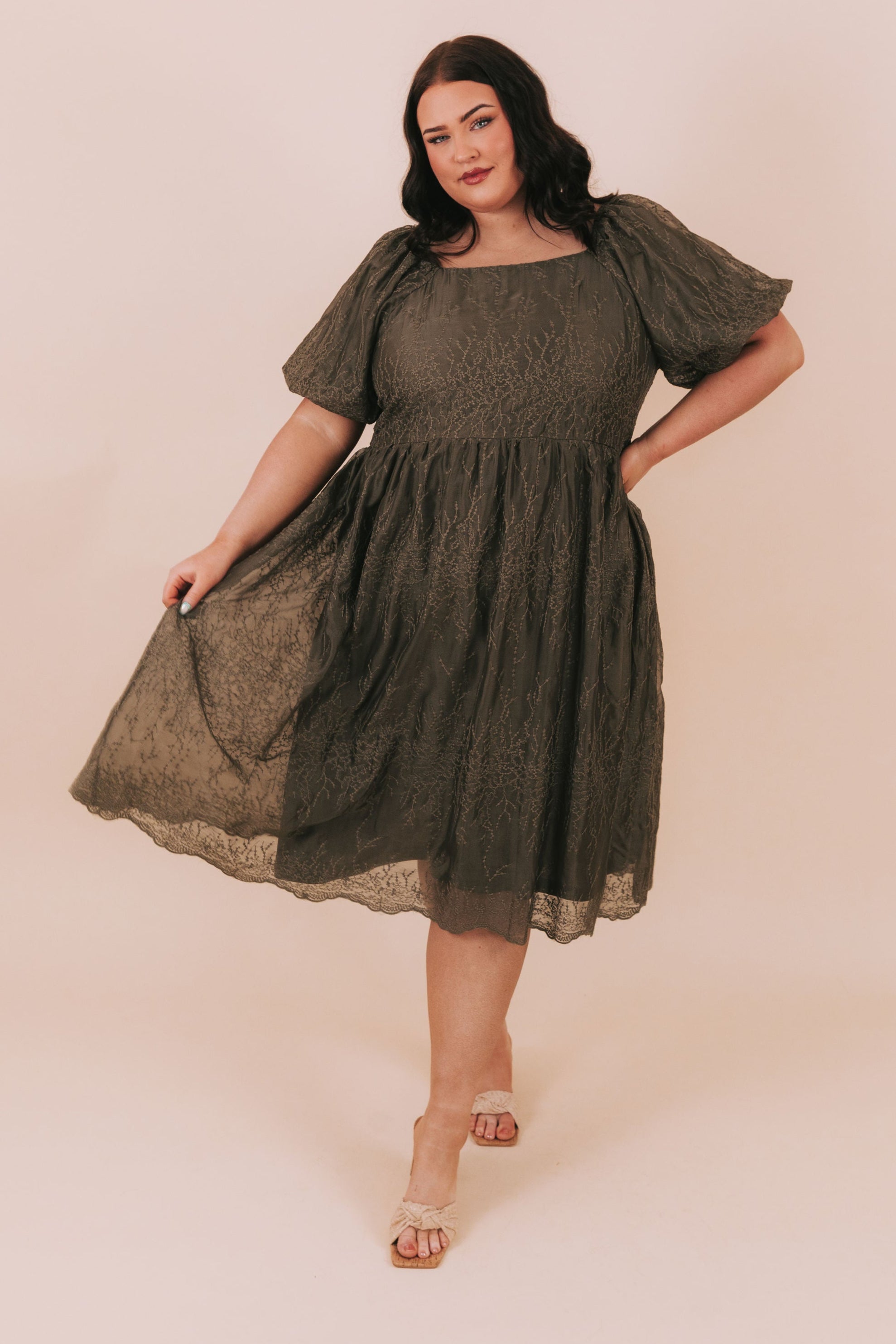 PLUS SIZE - Extend An Olive Branch Dress
