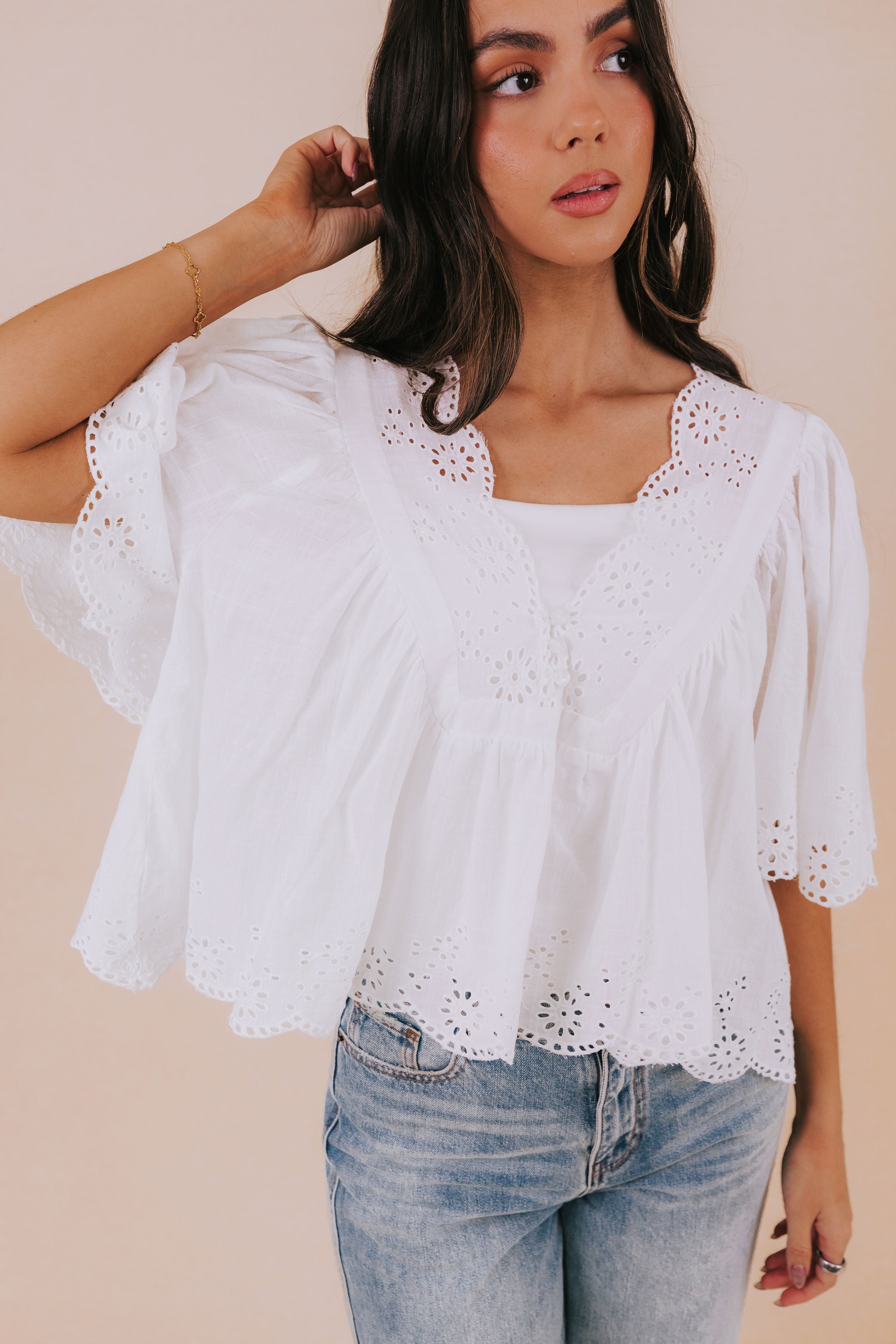 FREE PEOPLE - Costa Eyelet Top