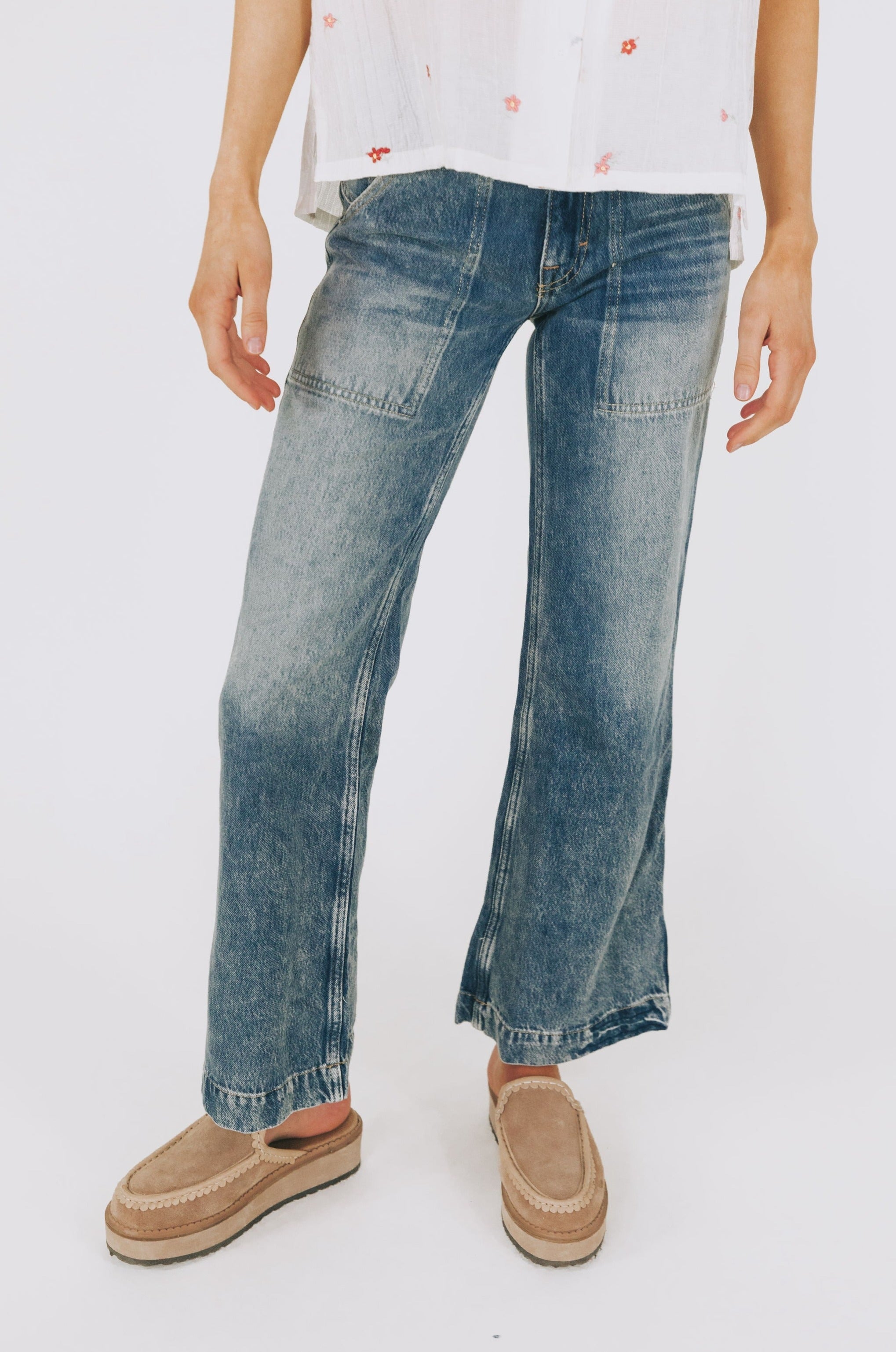 FREE PEOPLE - Golden Valley Mid-Rise Jeans by Free People in French Disco