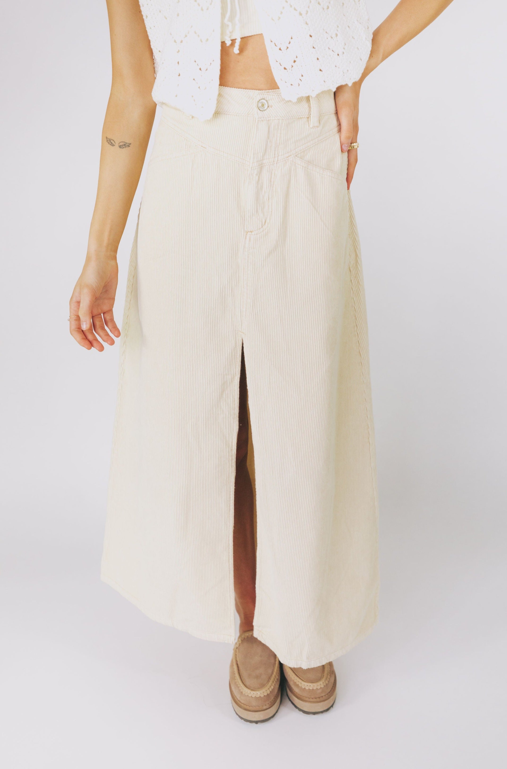 FREE PEOPLE - Come As You Are Cord Maxi Skirt