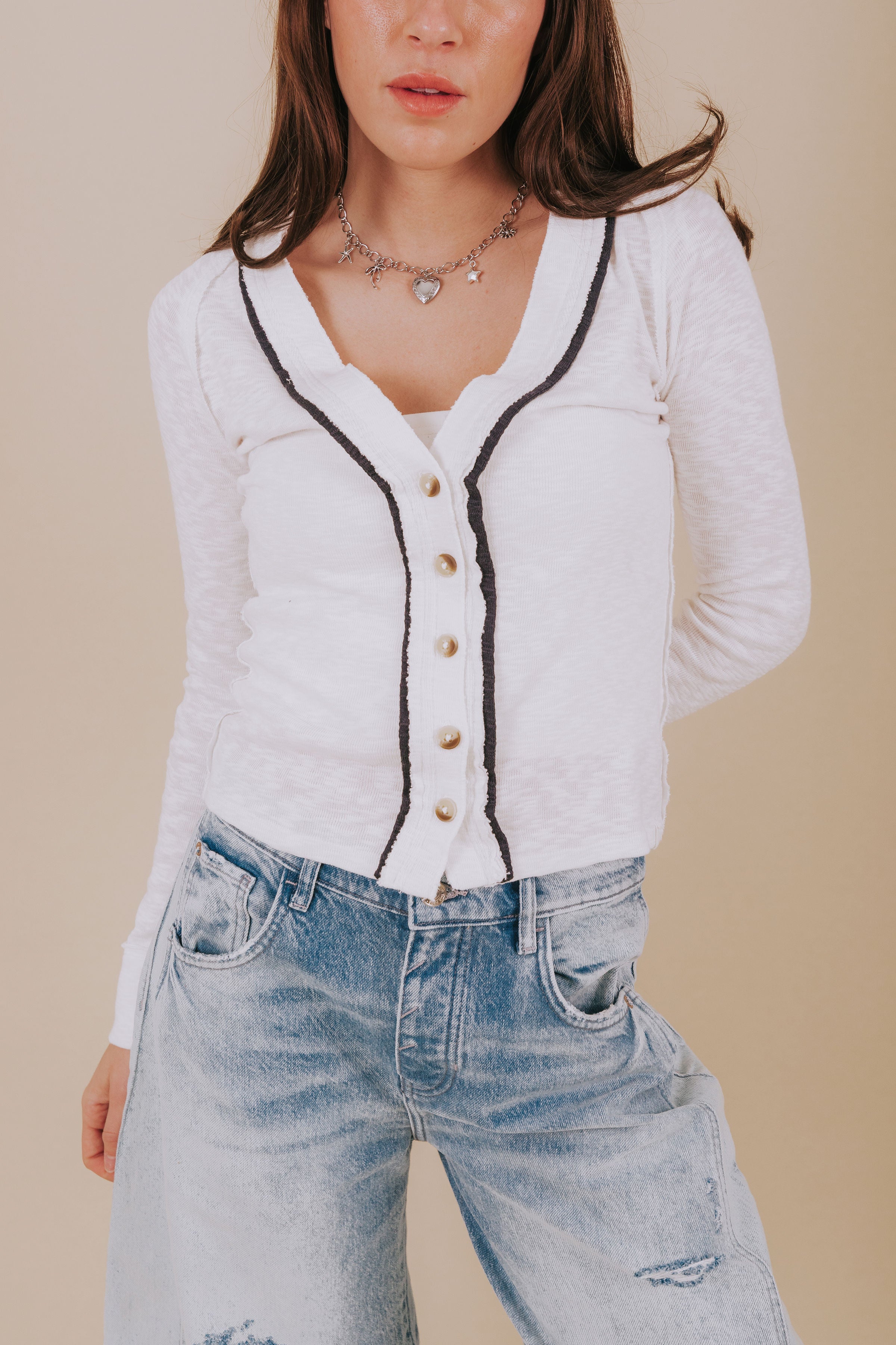 FREE PEOPLE - Tipton Cardi by Free People in Ivory Combo