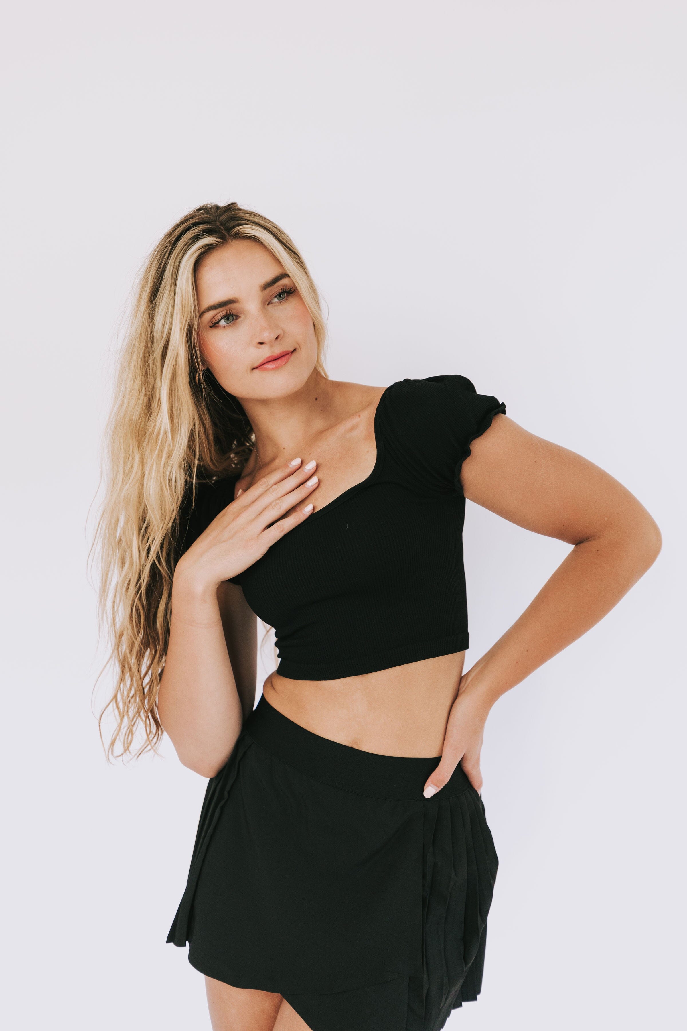FREE PEOPLE - Happiness Runs Puff Sleeve Crop Tank
