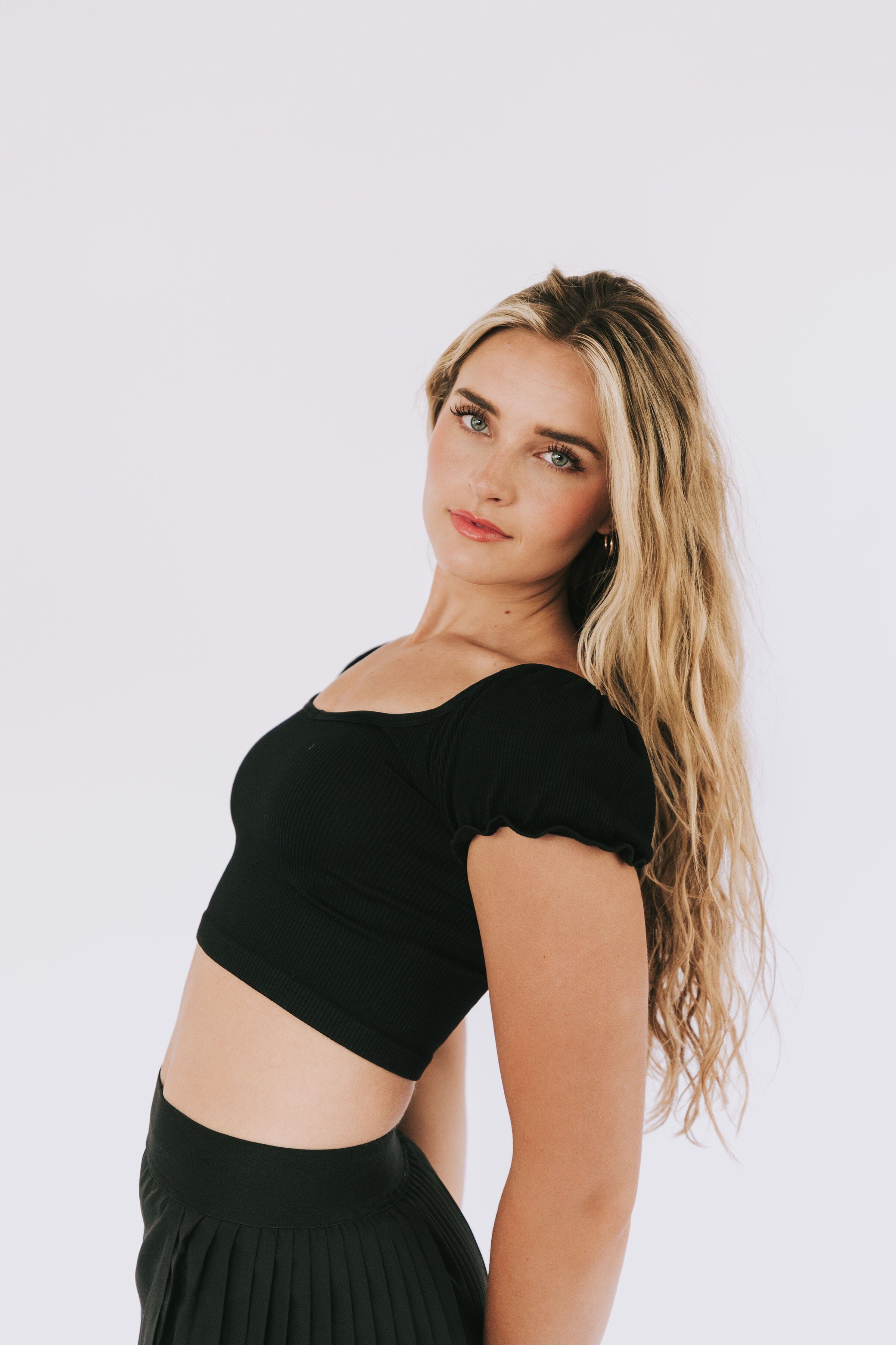 FREE PEOPLE - Happiness Runs Puff Sleeve Crop Tank