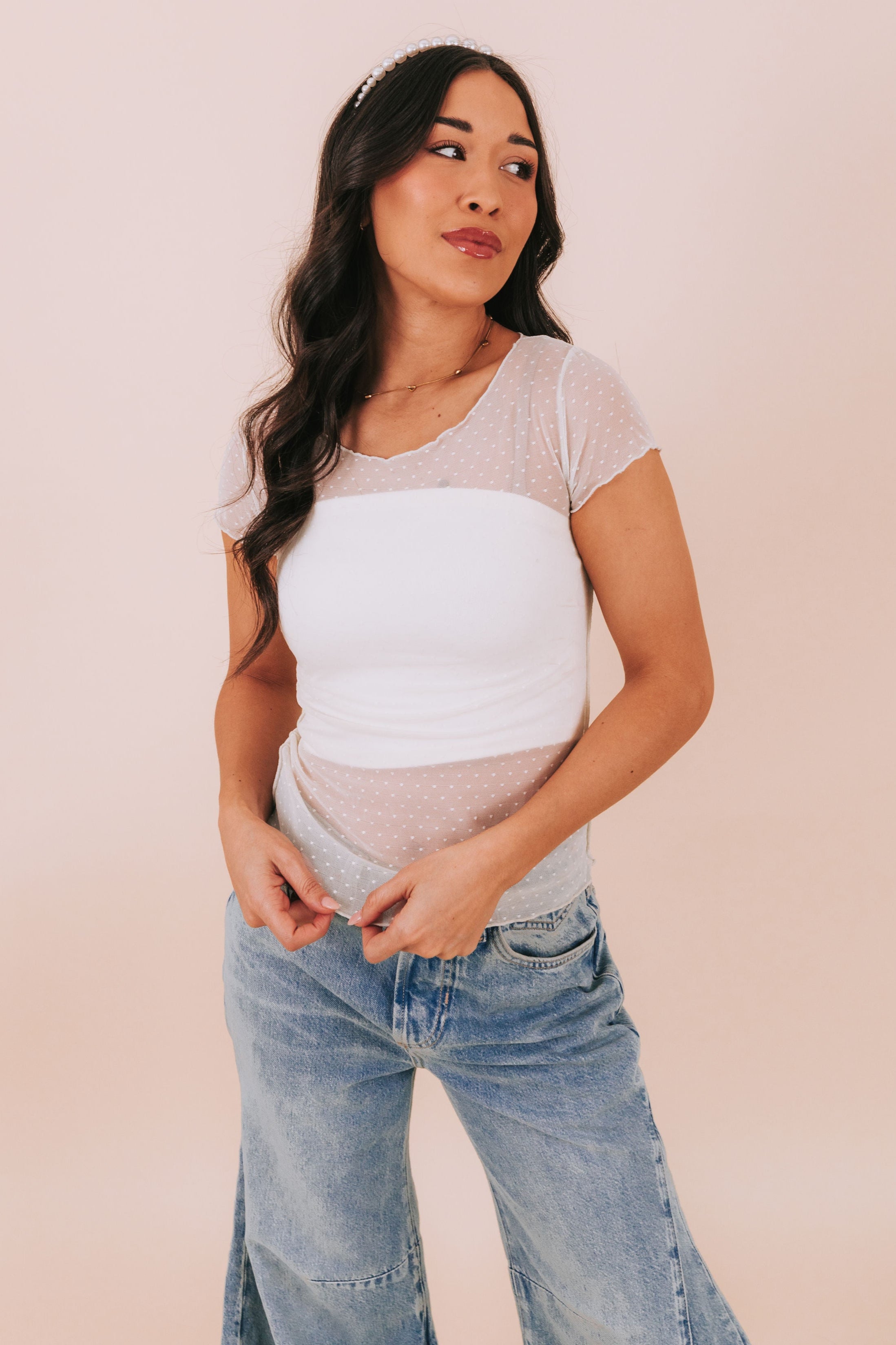 FREE PEOPLE - On The Dot Baby Tee by Free People in Lightest Sky