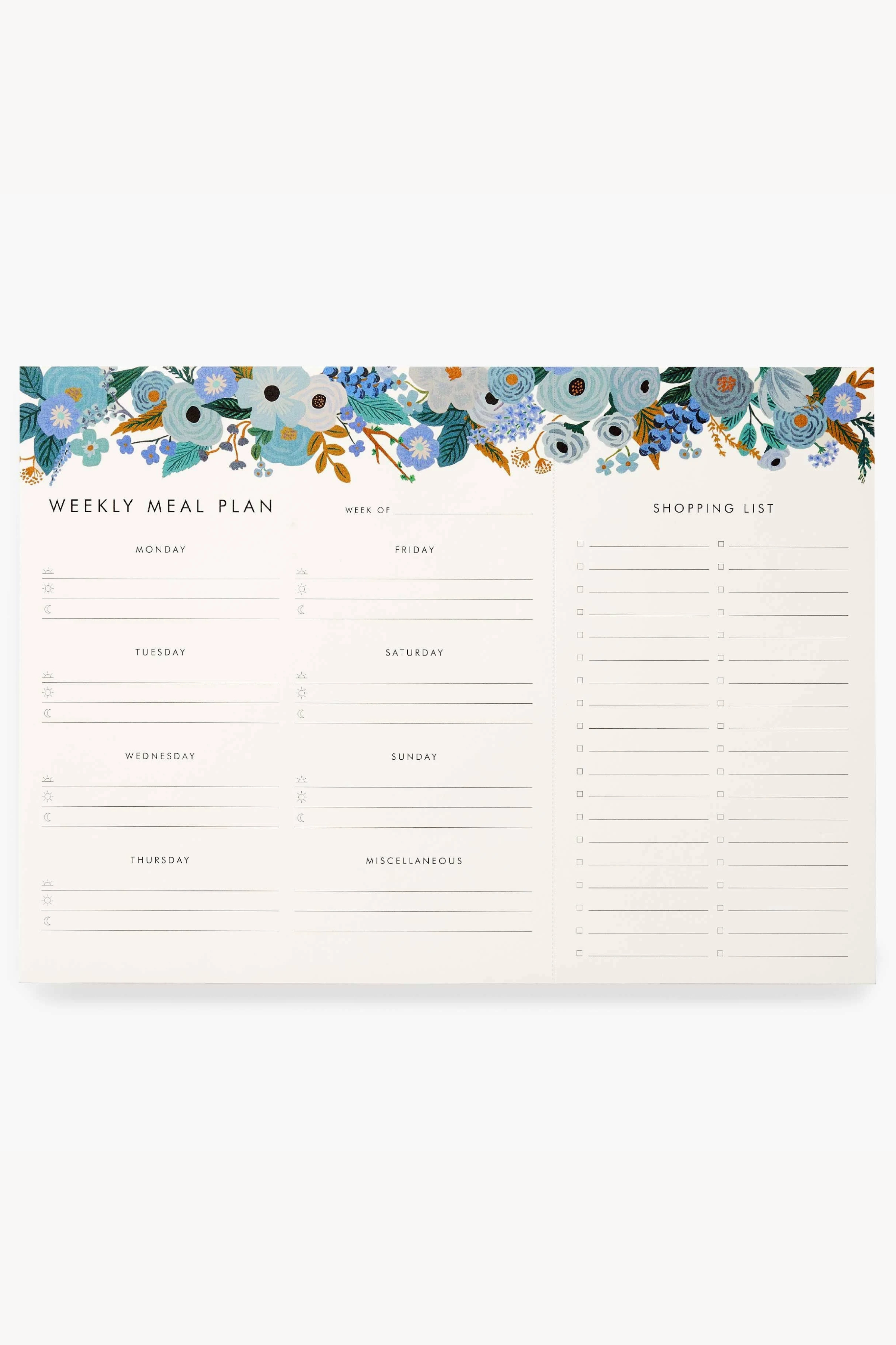 RIFLE PAPER CO - Garden Party Blue Meal Planner Notepad