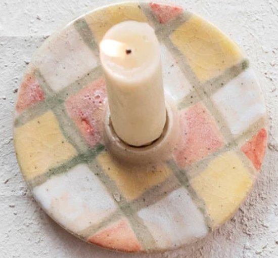 Hand Painted Taper Holder - 3 Styles! Checkered