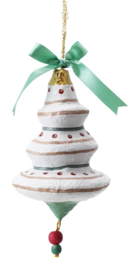 Hand-Painted Paper Mache Ornament with Bow & Design, 5 Styles