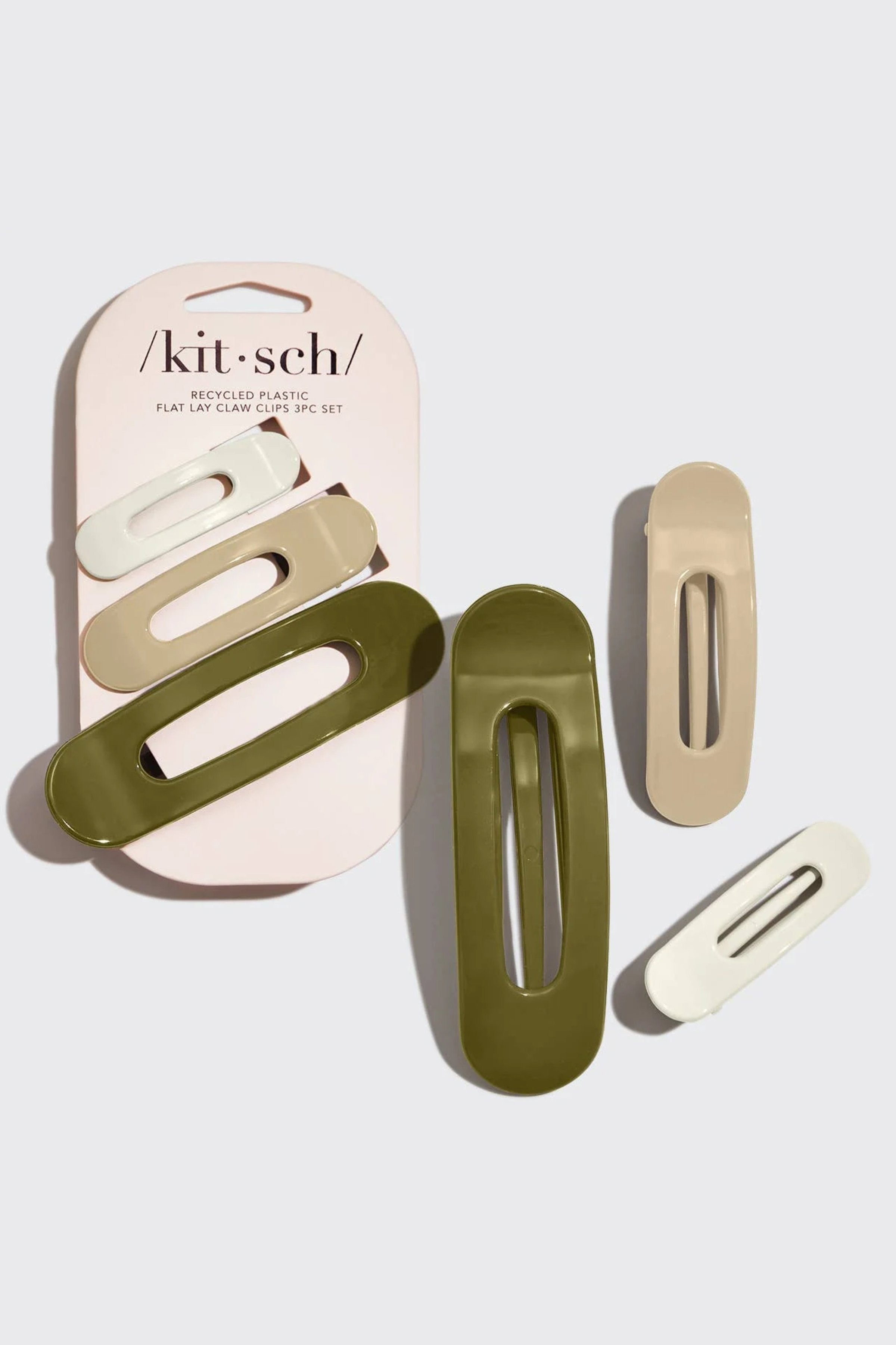 KITSCH - Flat Lay Claw Clip 3pc Flat - Ultra Glossy Eucalyptus