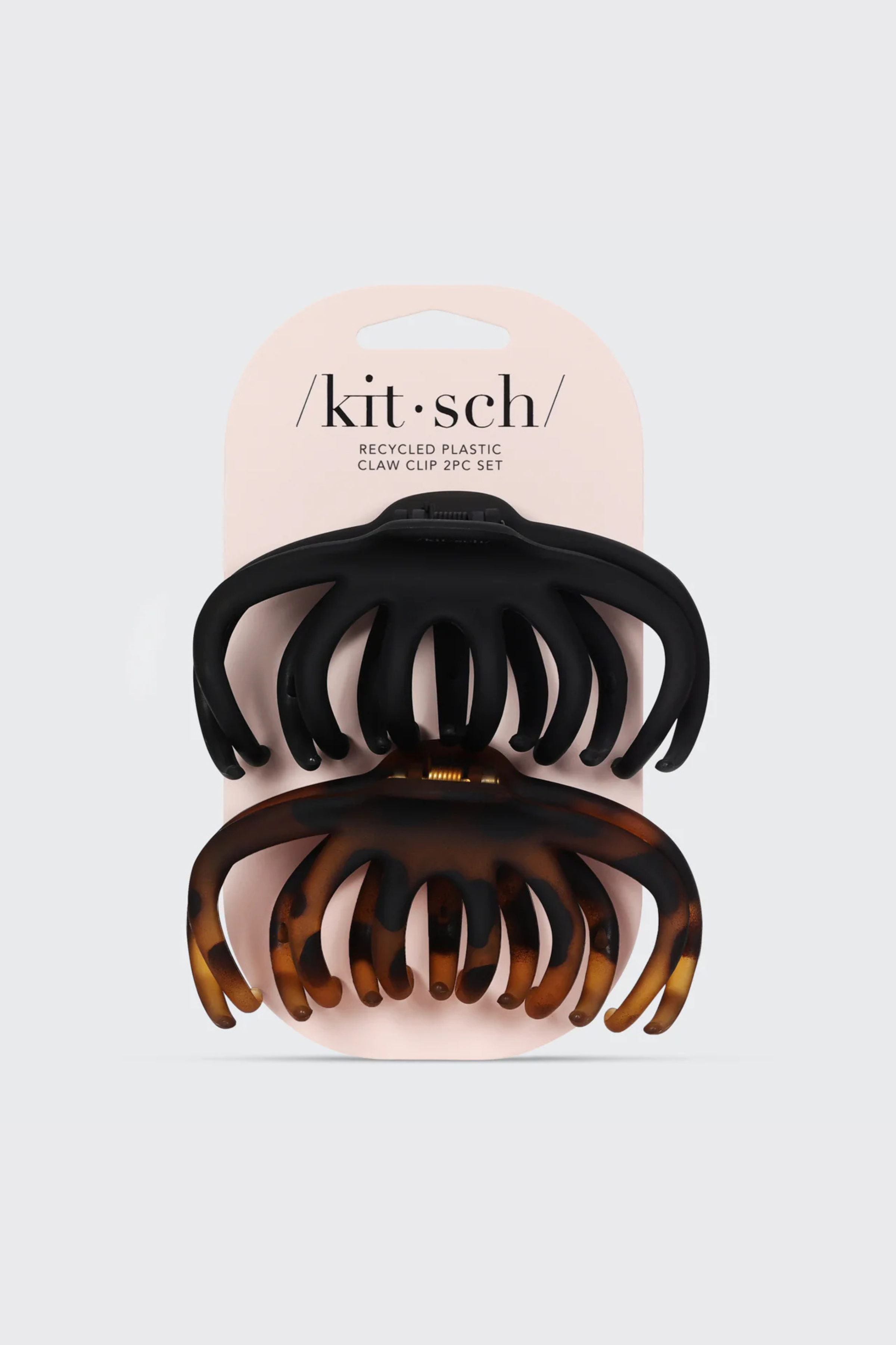 KITSCH - Recycled Plastic Octopus Claw Clip 2pc Set - Black and Tortoise