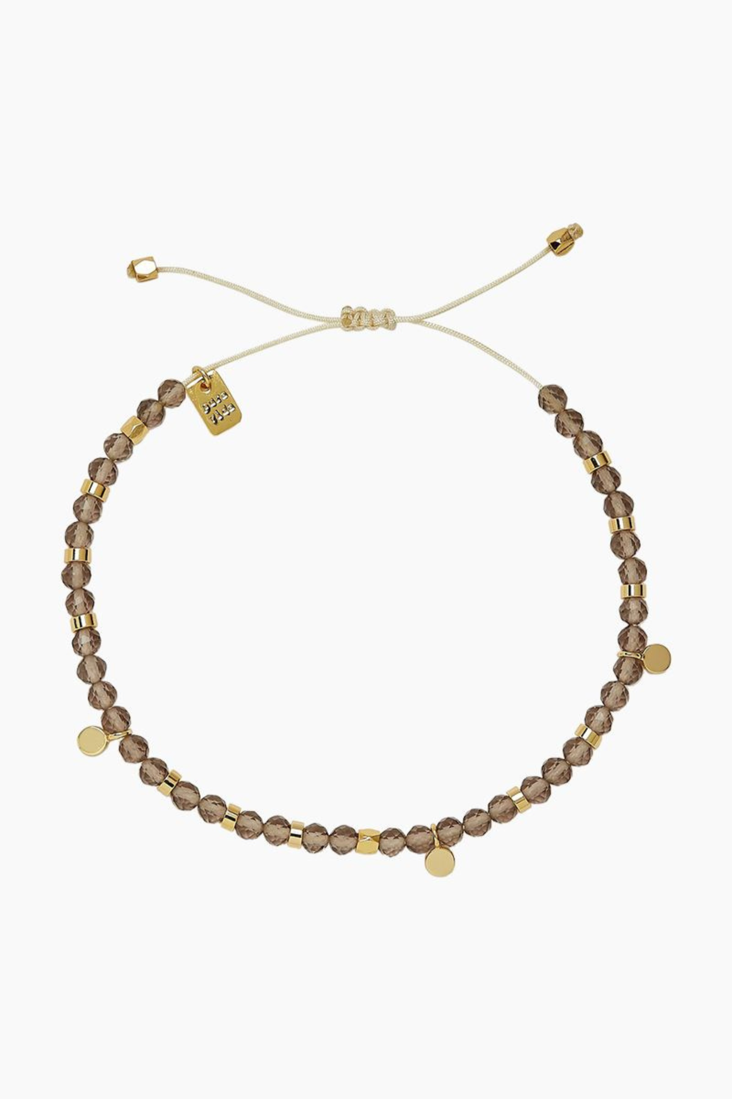 PURA VIDA - Smokey Quartz Beaded String Bracelet