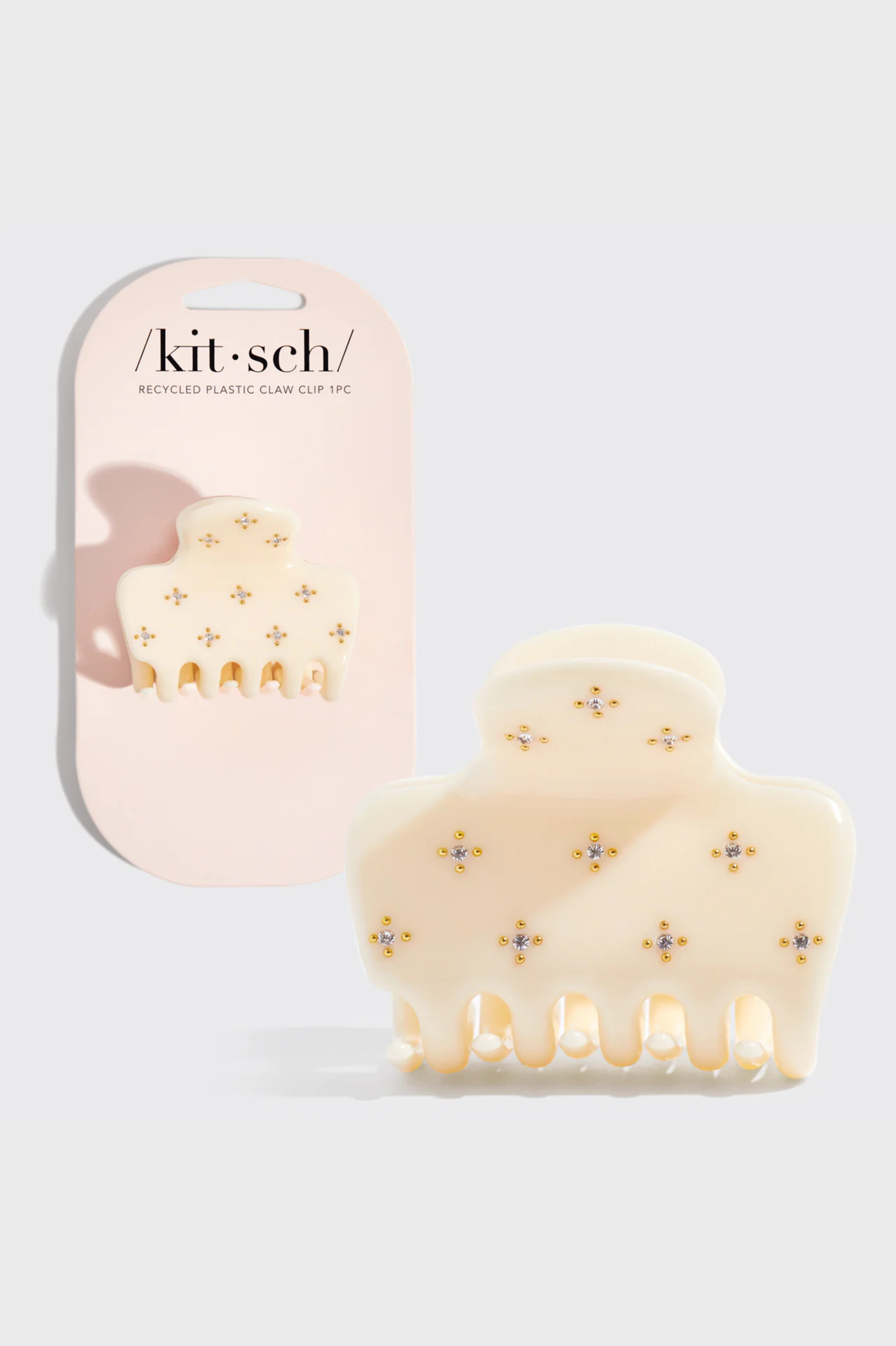 KITSCH - Recycled Plastic Rhinestone Medium Puffy Claw Clip 1pc-Ivory