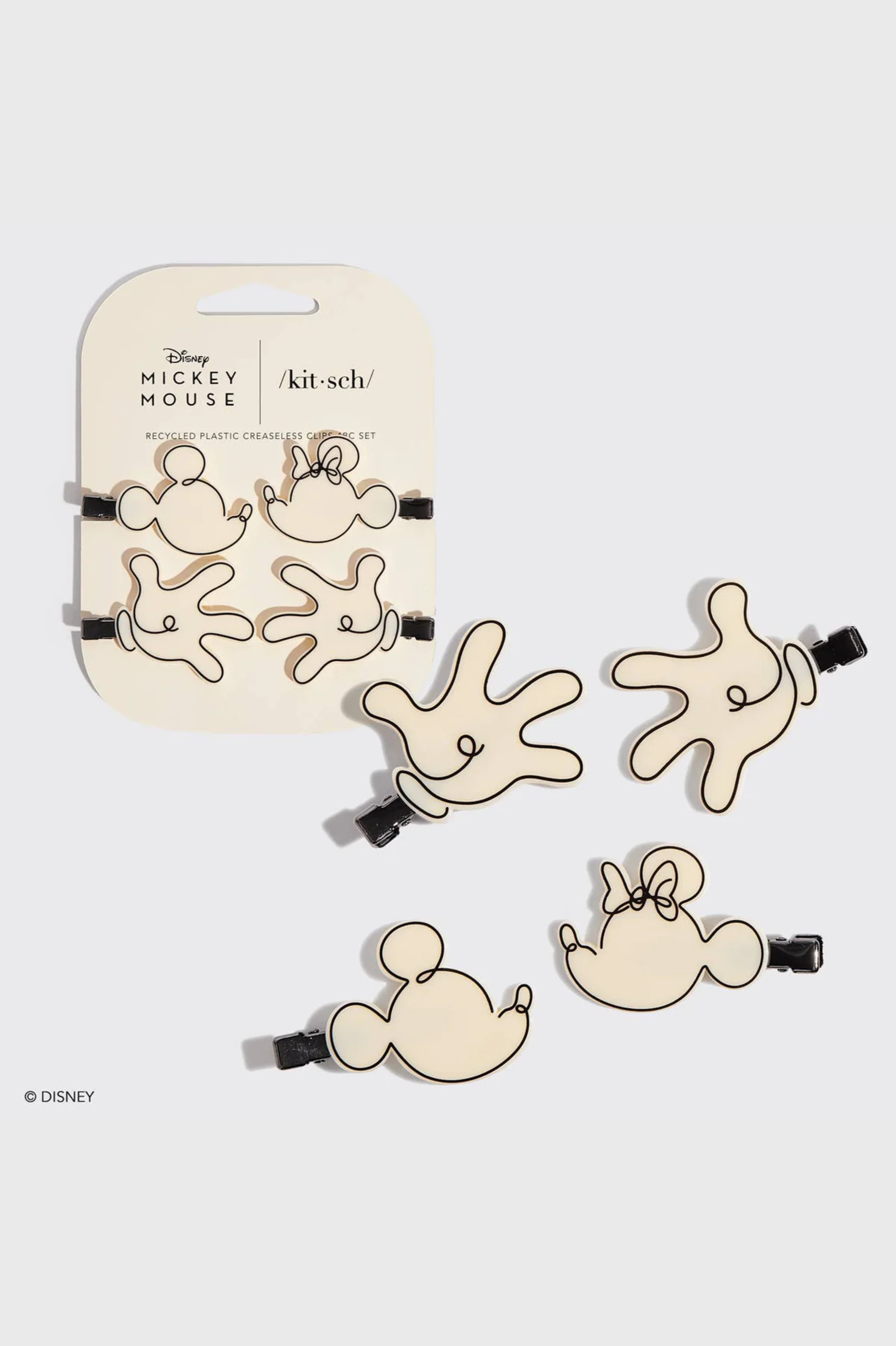 Kitsch & Mickey and Minnie Recycled Creaseless Clips 4pc Set