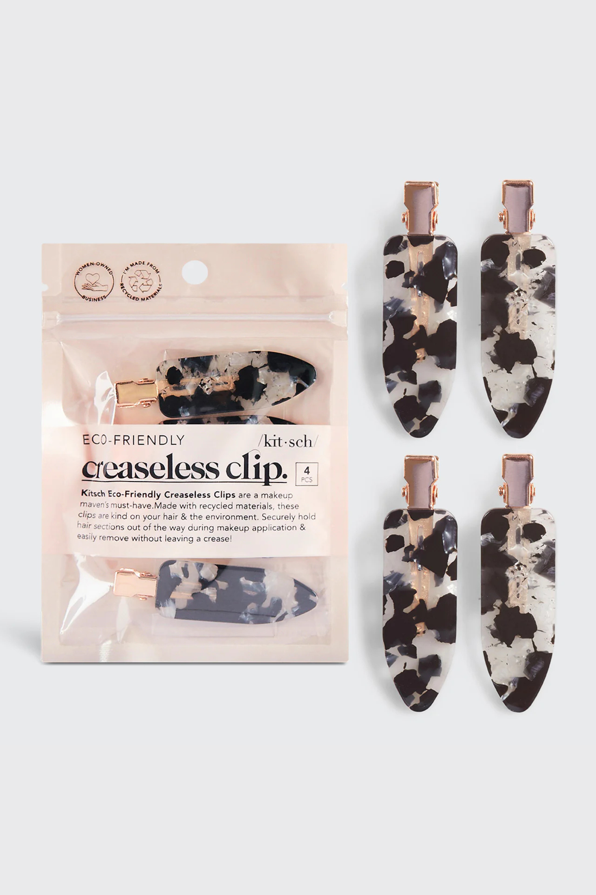 KITSCH - Eco-Friendly Creaseless Clips 4pc Set - Black Terrazzo