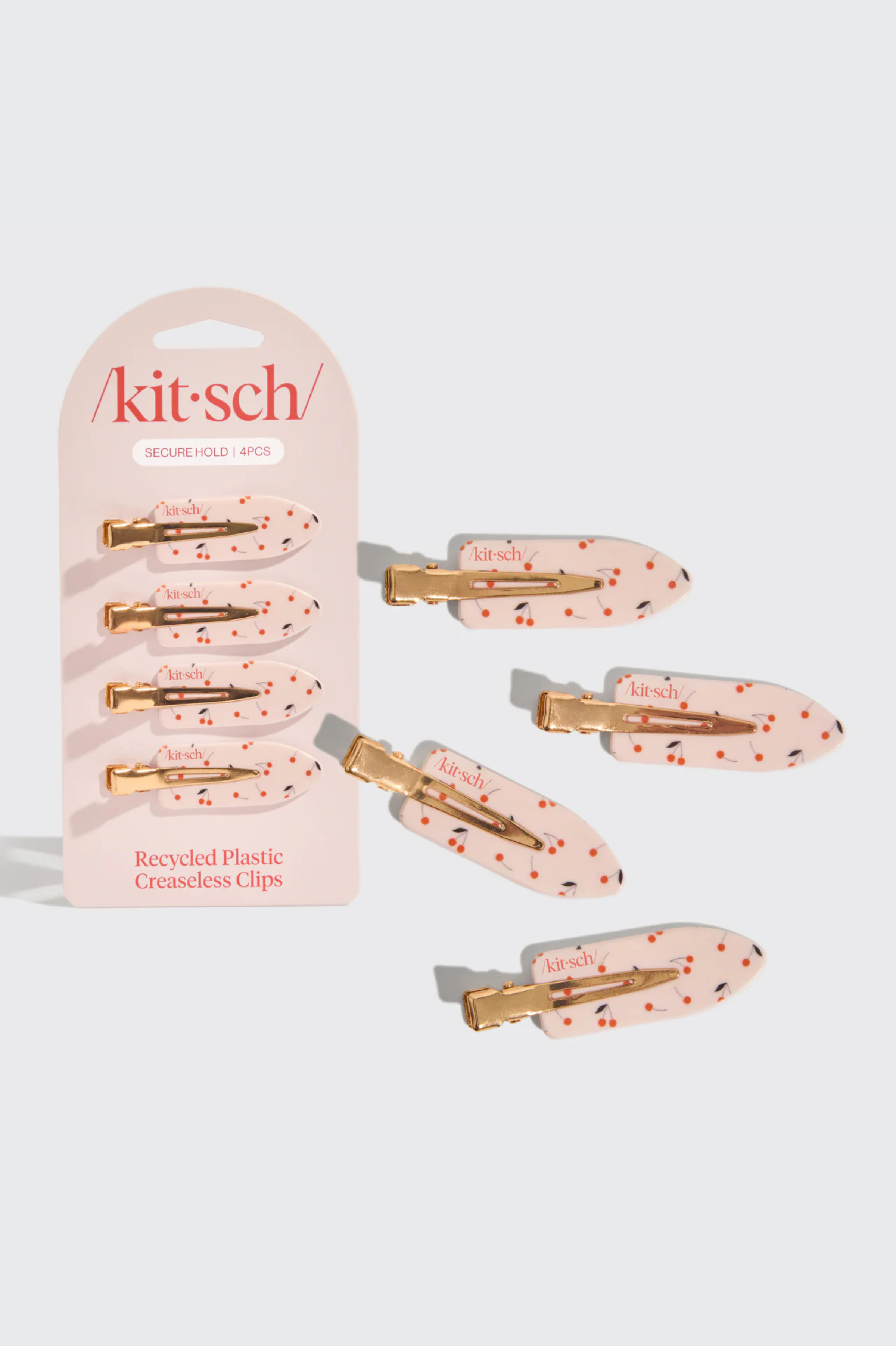 KITSCH - Recycled Plastic Creaseless Clips 4pc Set- Cherry Print