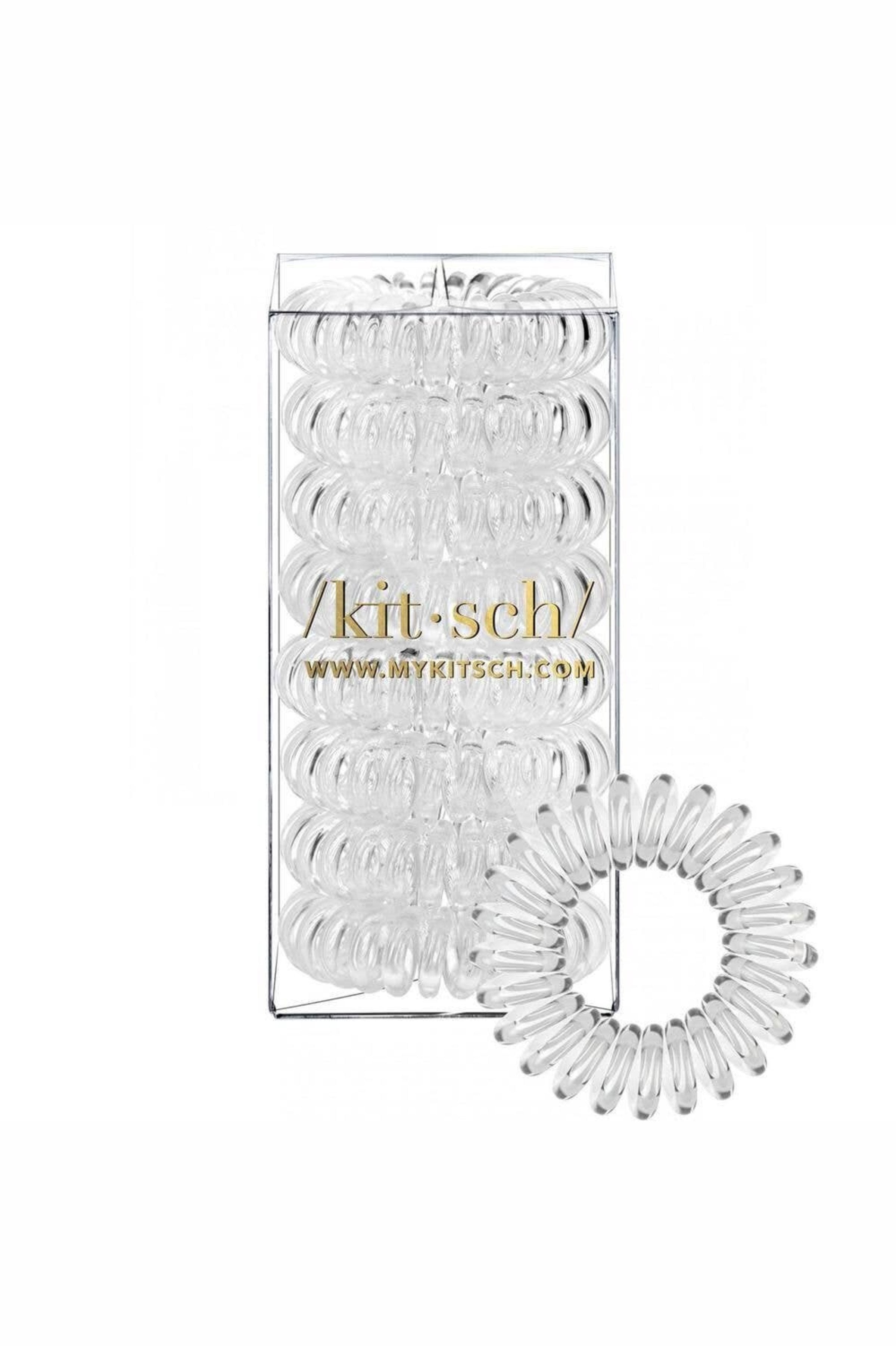KITSCH - Spiral Hair Ties 8 Pack - Clear
