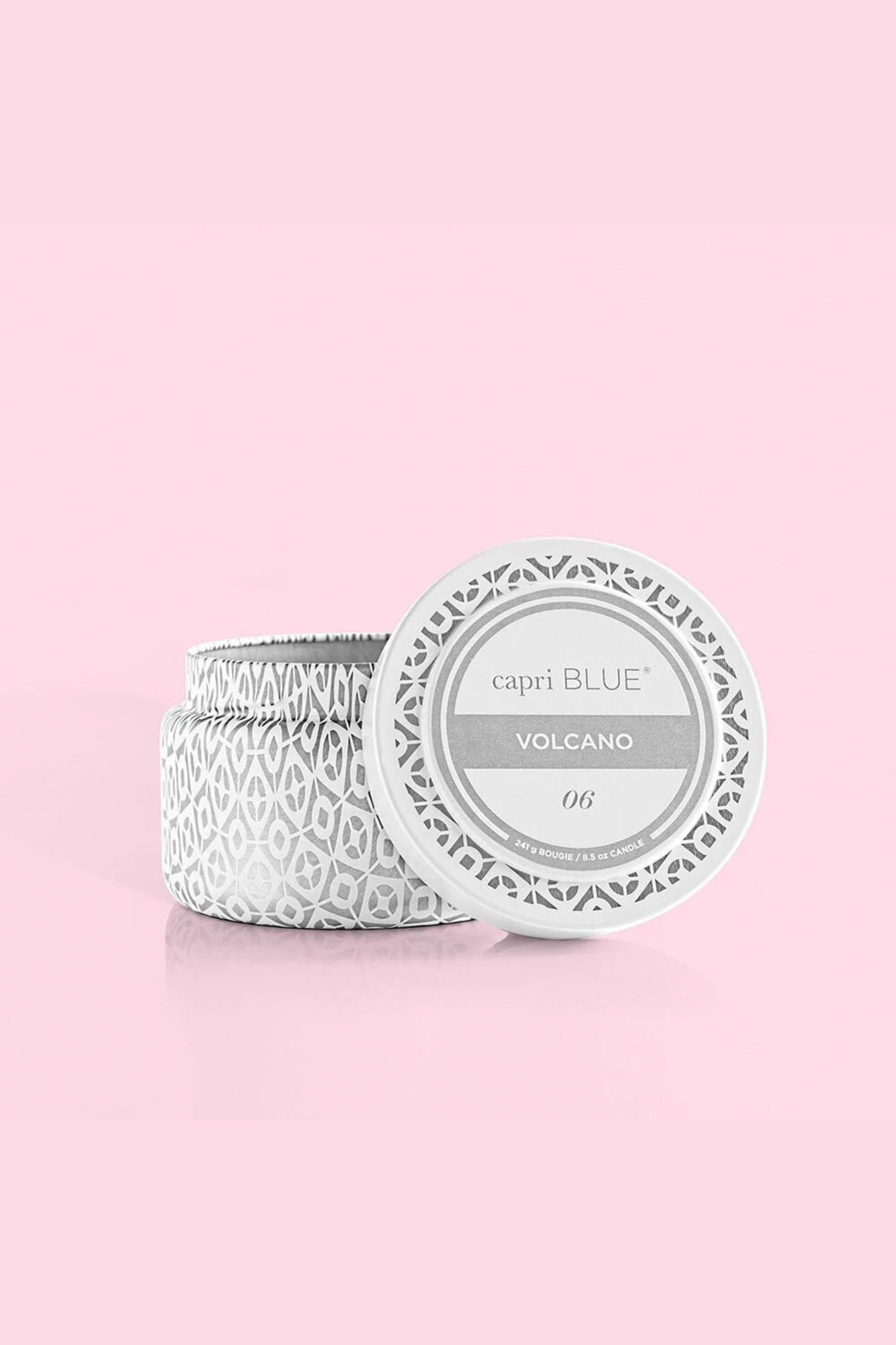 CAPRI BLUE - Volcano White Printed Travel Tin, 8.5 oz