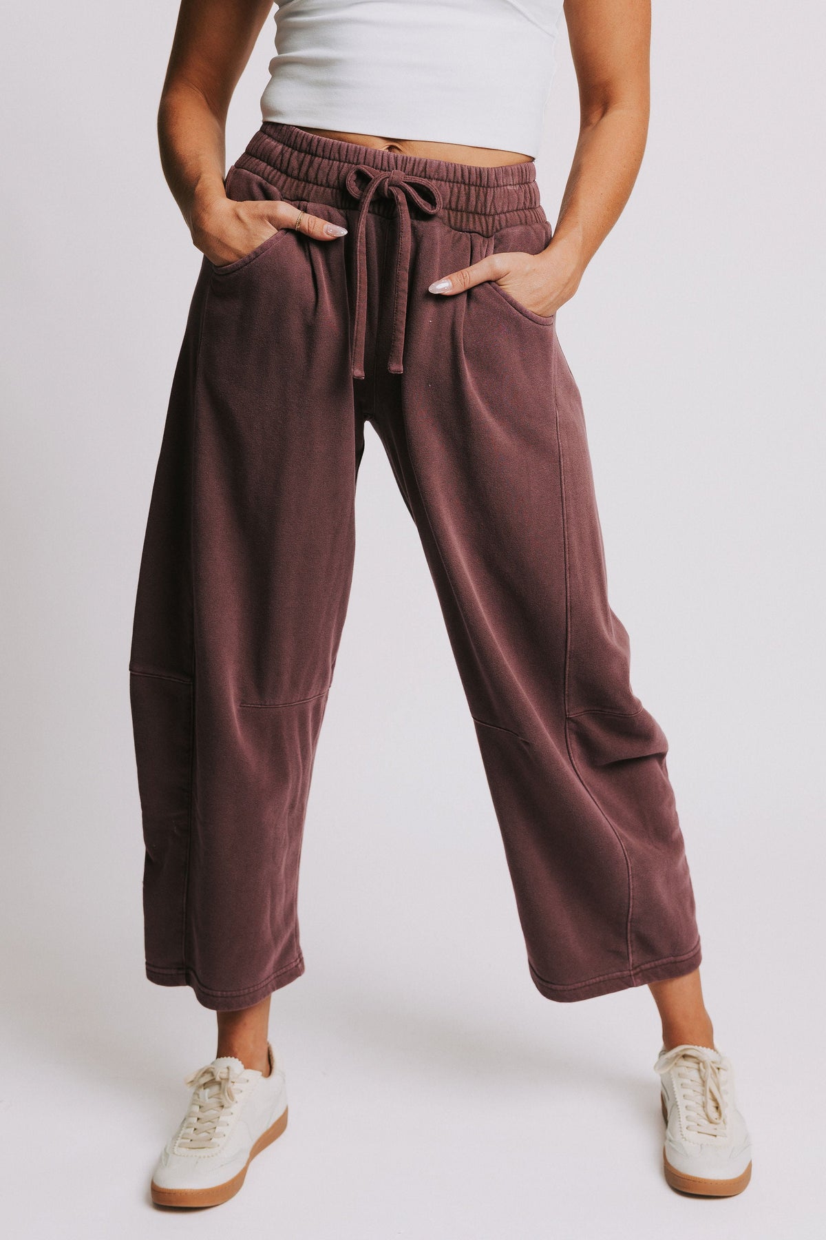 barrel leg cotton sweatpants maroon