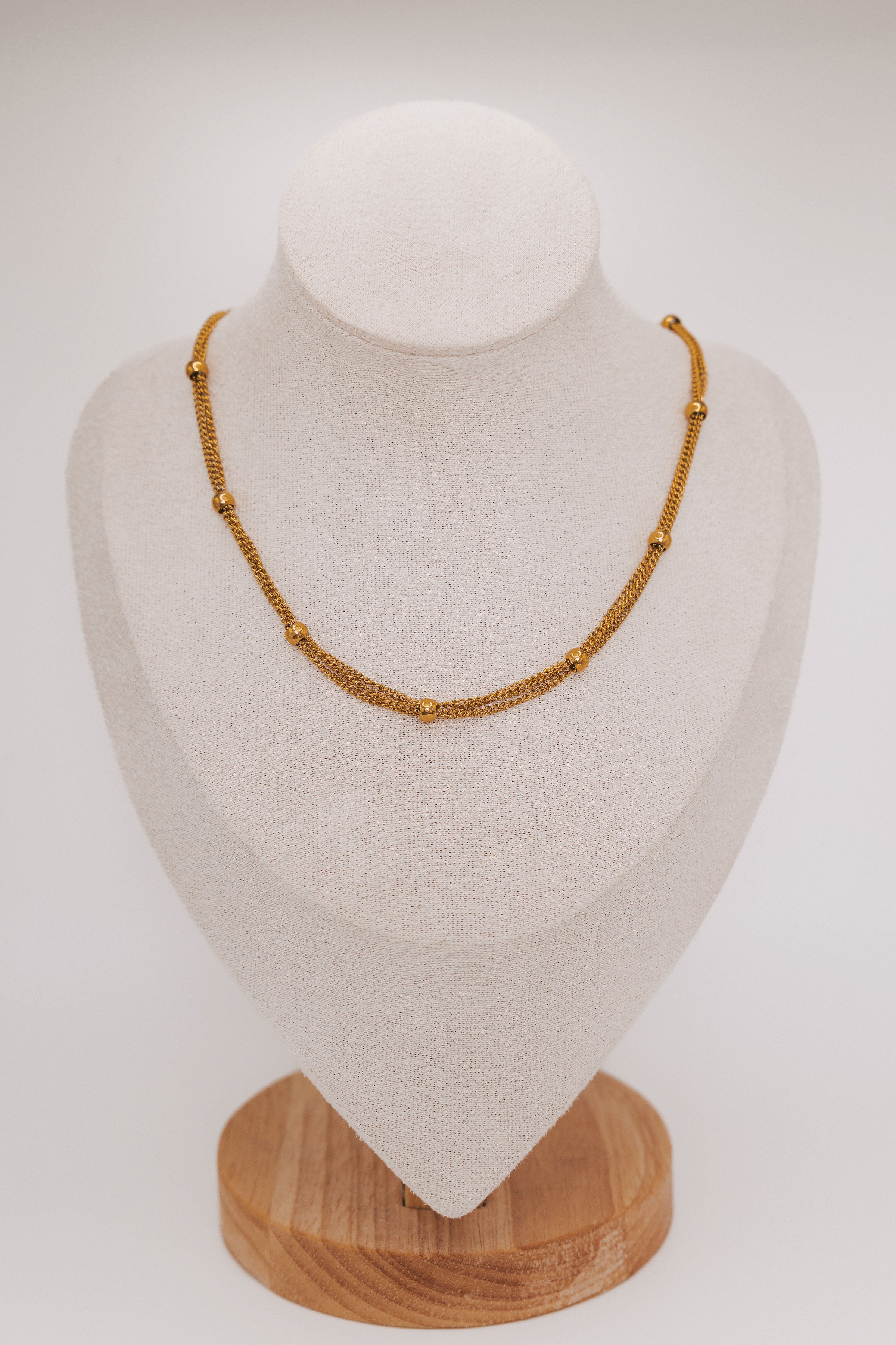 beaded gold multi layered chain