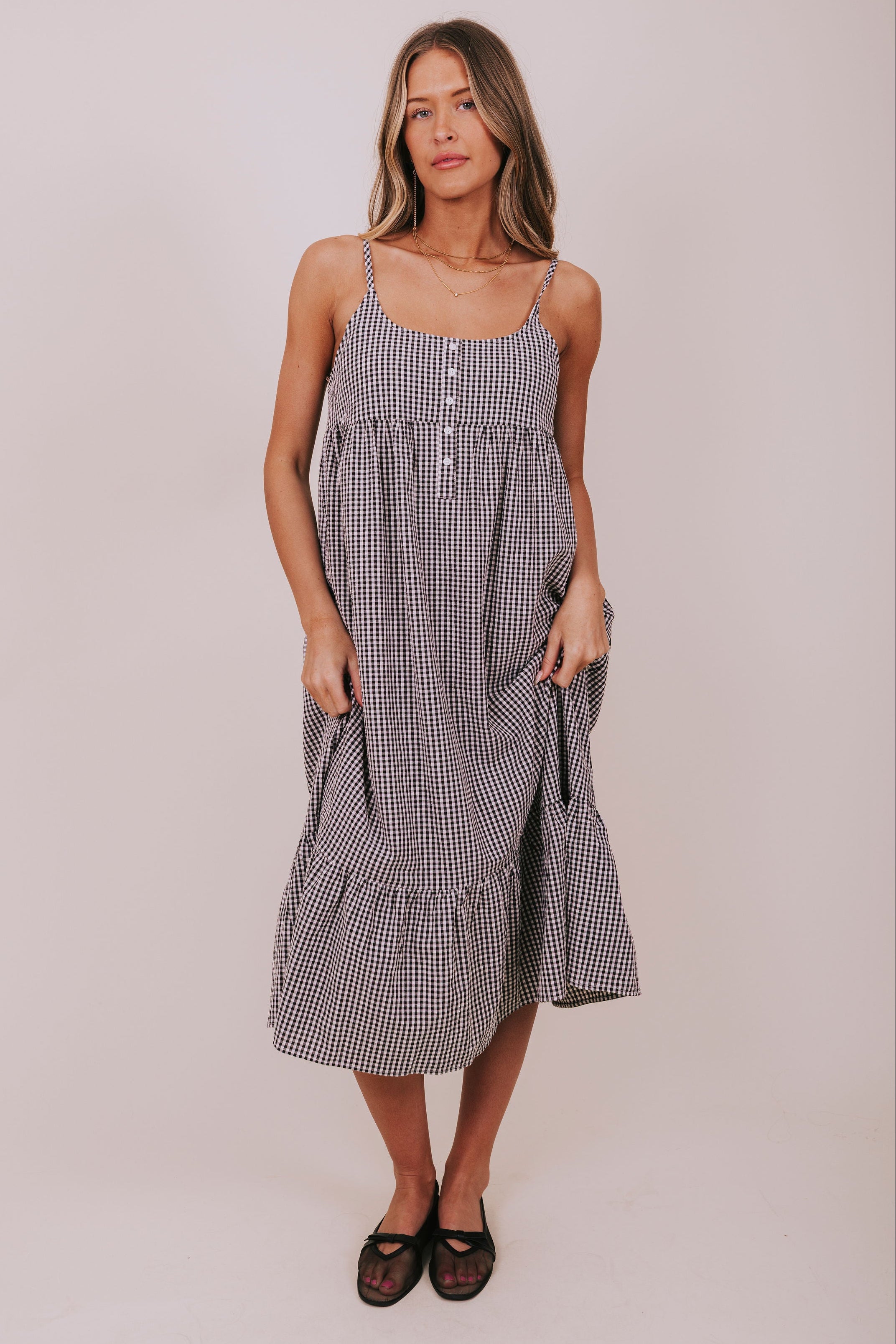 black gingham empire waist dress full