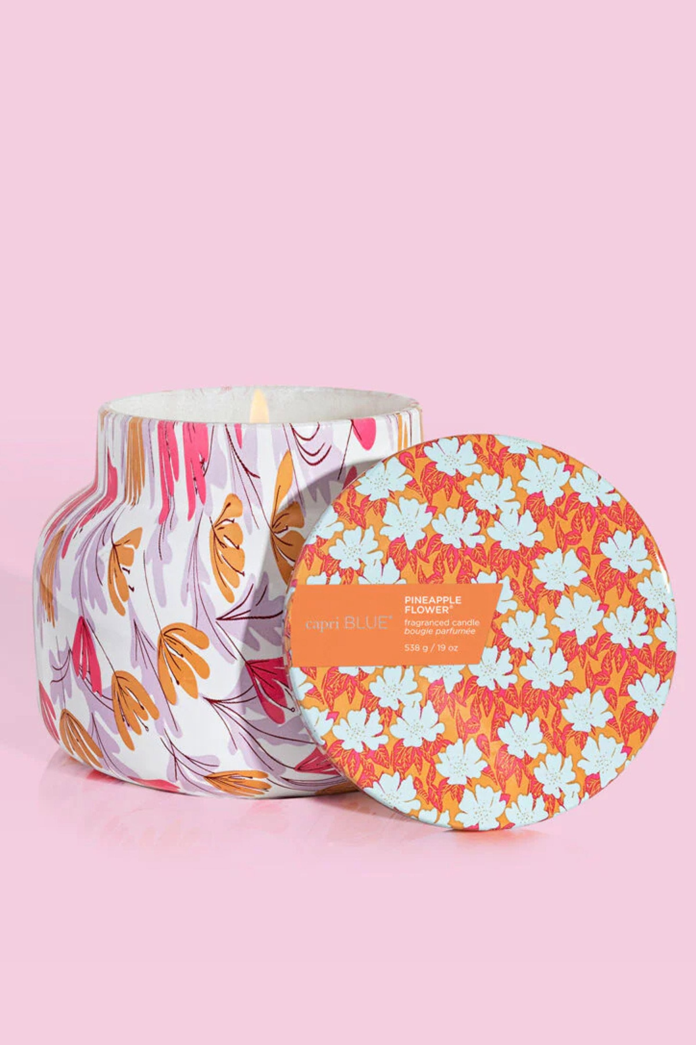 CAPRI BLUE - Pineapple Flower Pattern Play Signature Jar, 19 oz