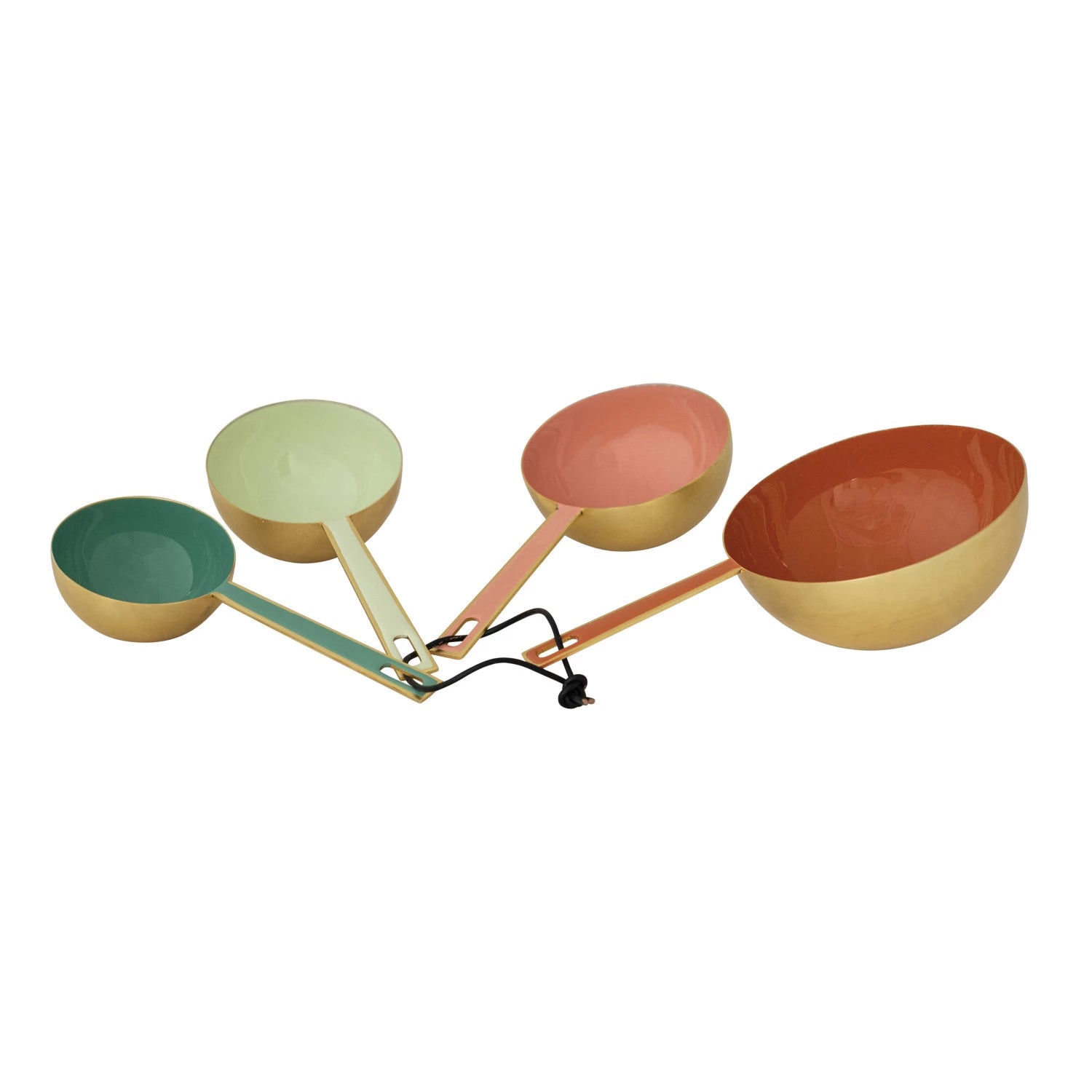 Enameled Measuring Cups with Leather Tie, 4 Colors, Set of 4