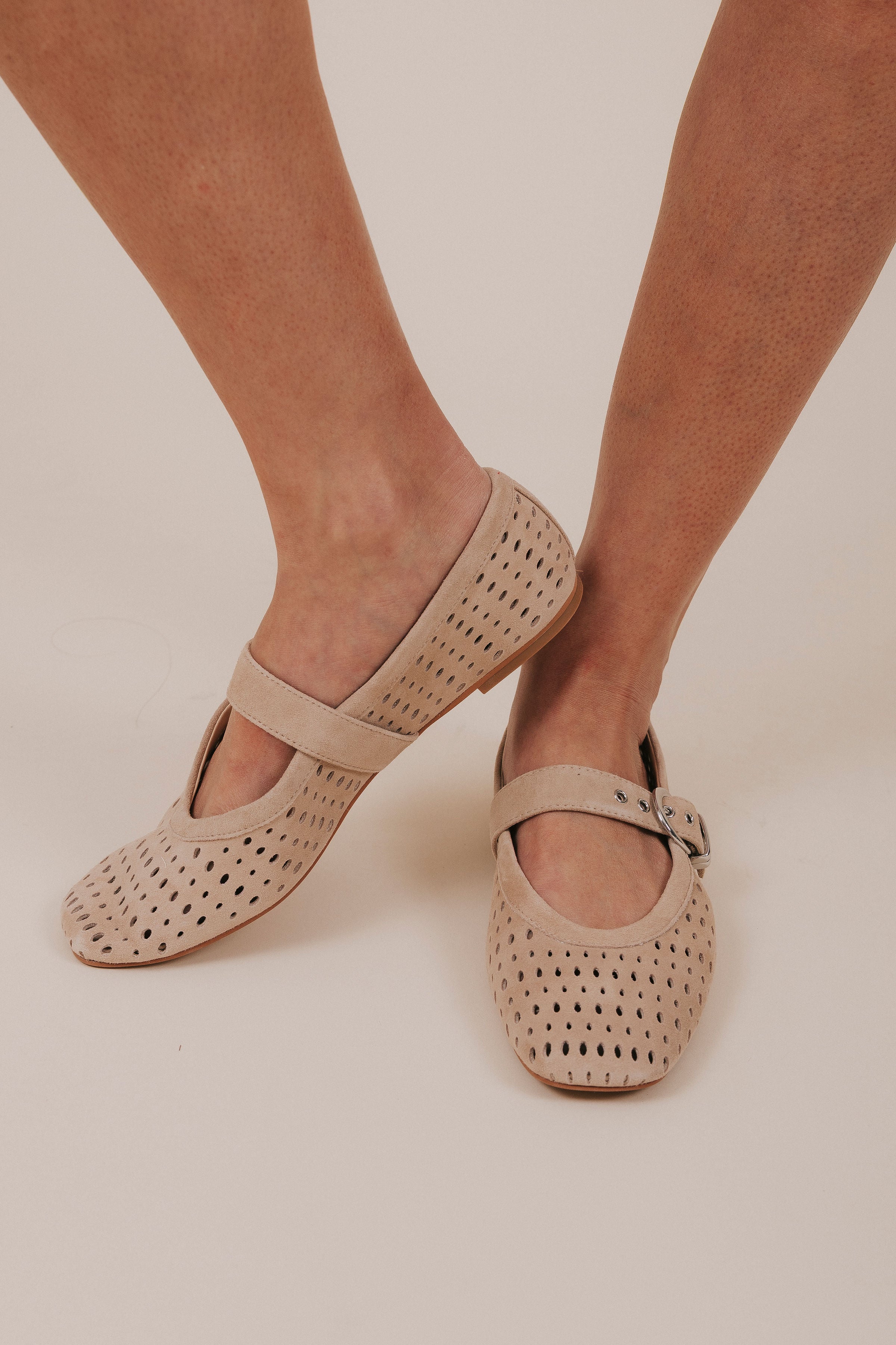 dolce vita suede perforated buckle ballet flats