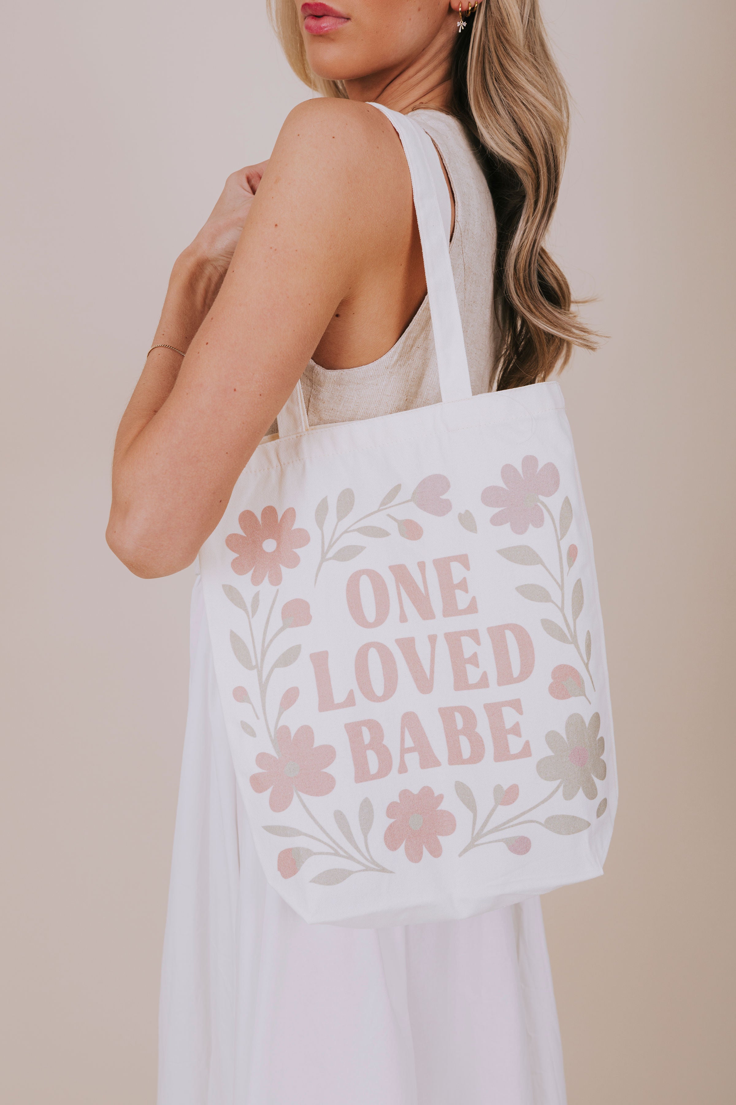 dusty floral OLB tote bag detail