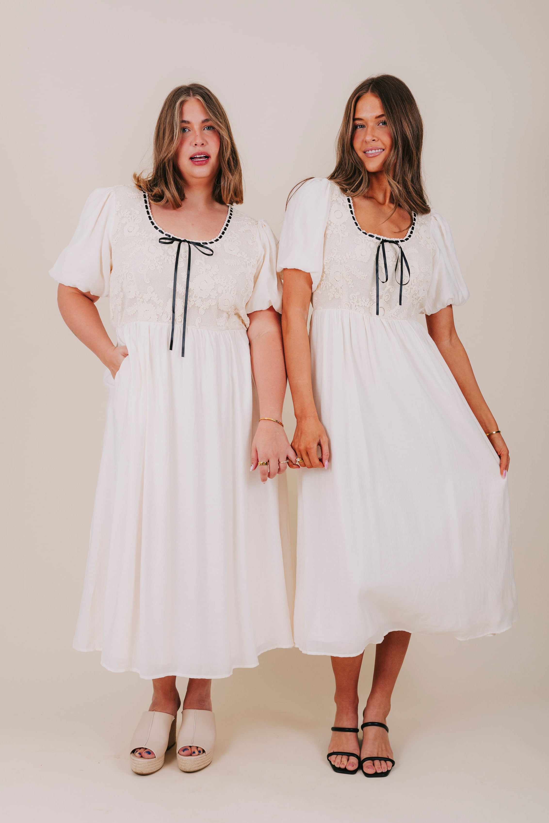 ecru contrast ribbon pockets lined midi inclusive dress models