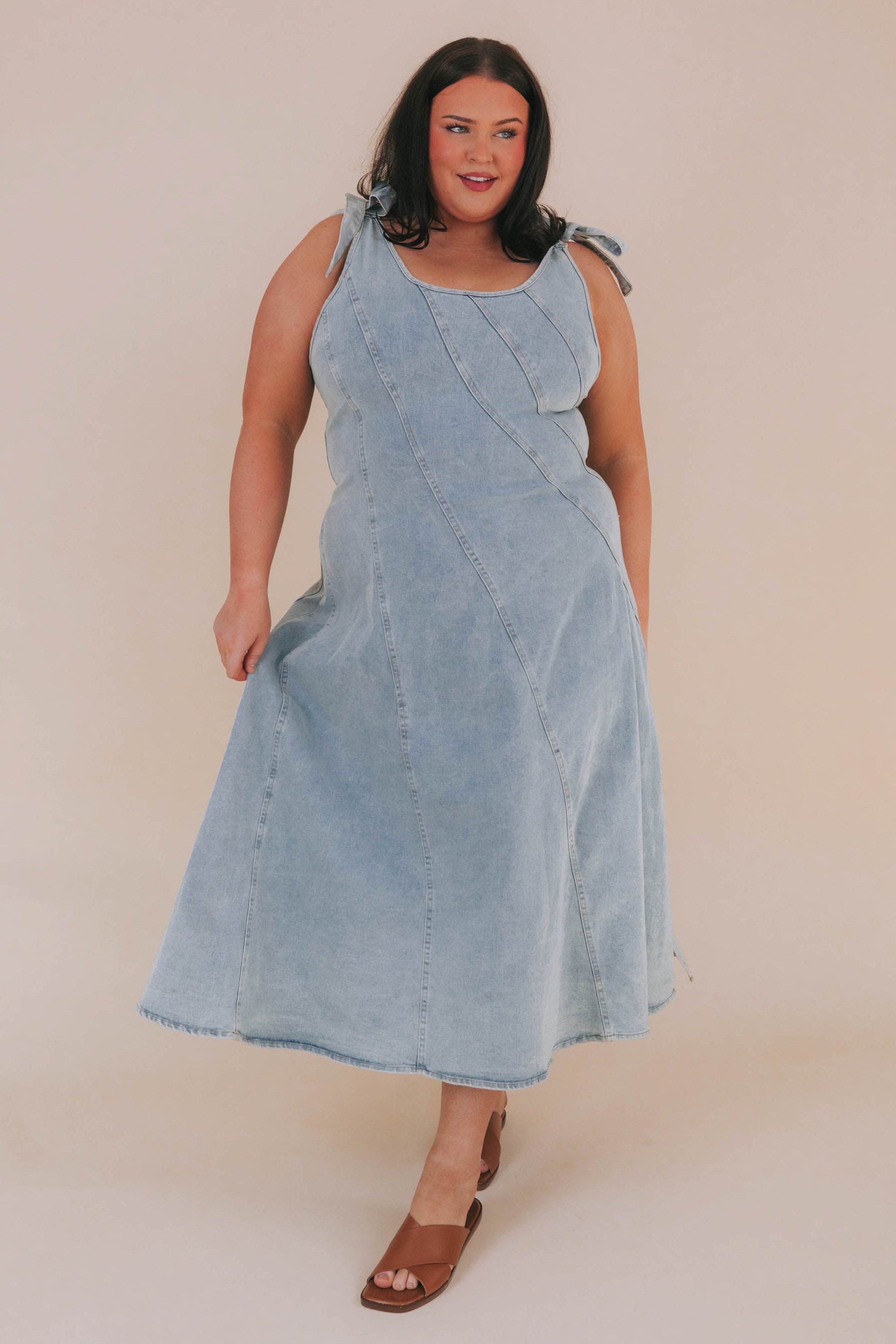 Plus Size - Across The Rooftops Dress 1x / Light Denim Plus Size - Across The Rooftops Dress 1x / Light Denim