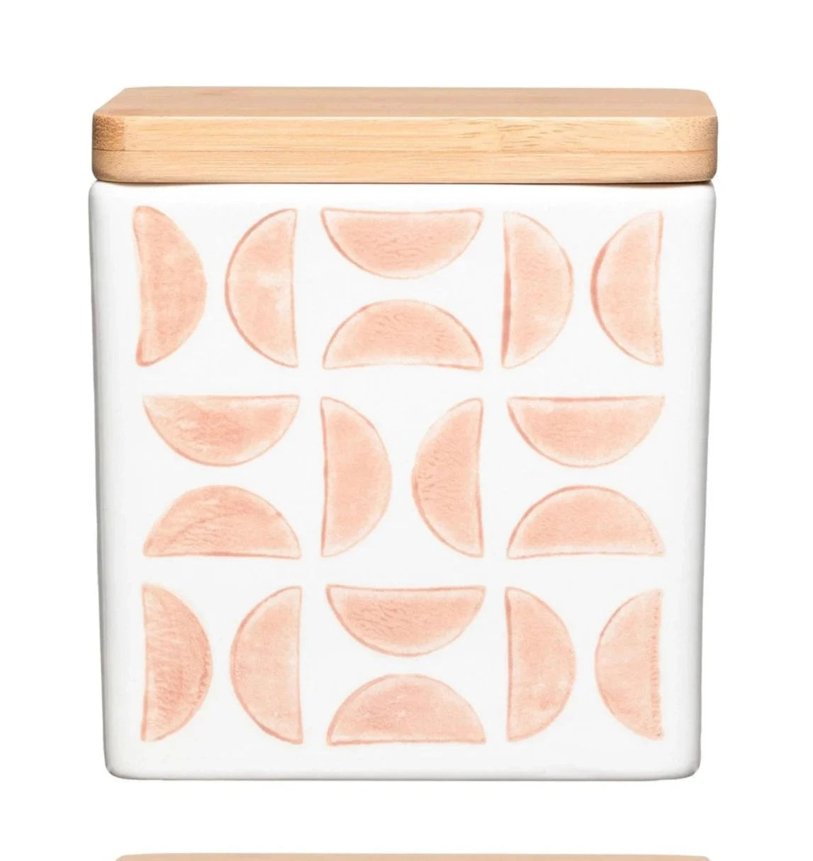 Hand-Stamped Canister With Lid Nude Pink