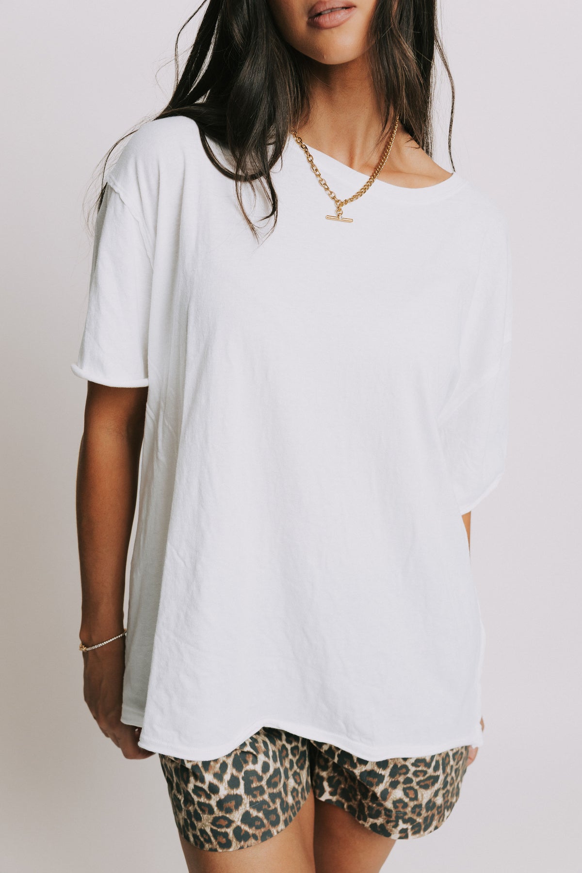free people nina oversized boxy white tee front