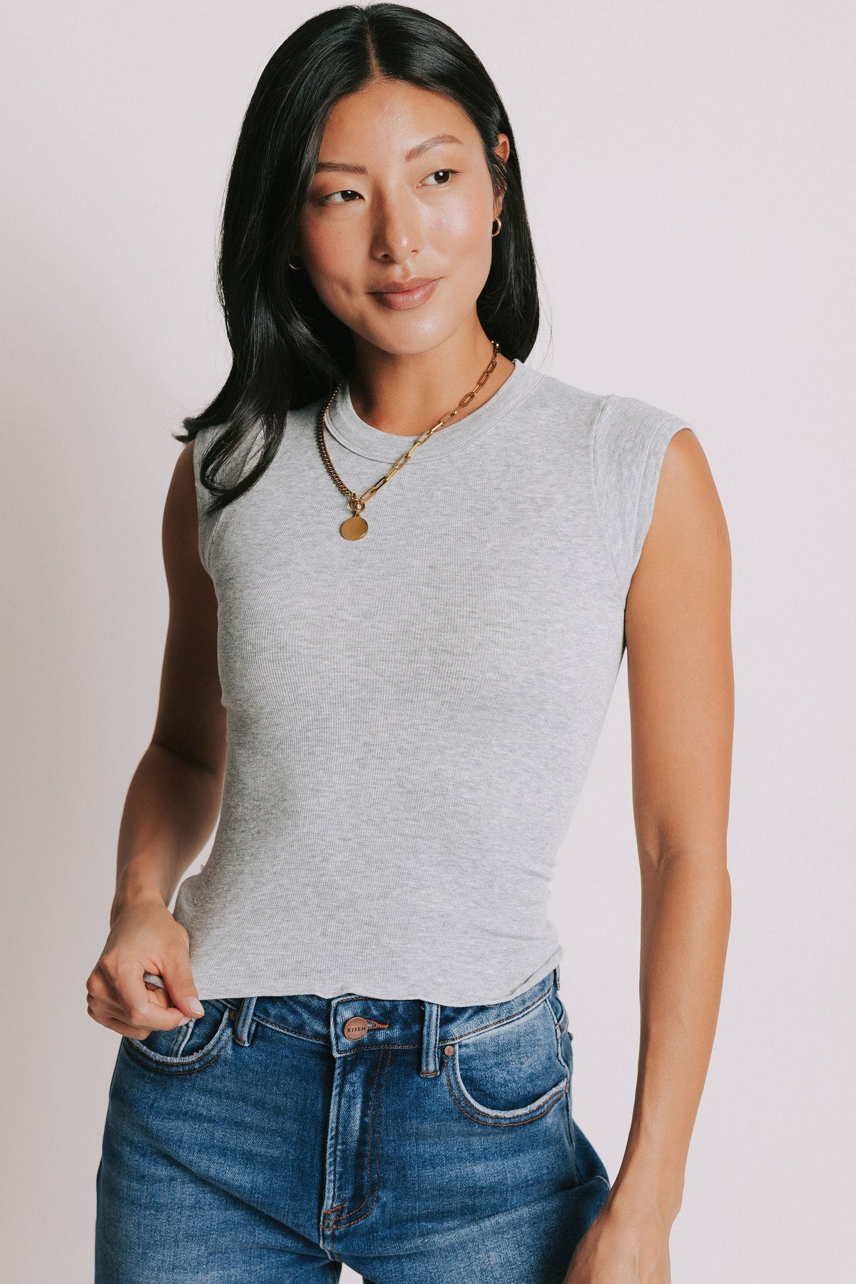 free people so soft seamless baby tee grey front
