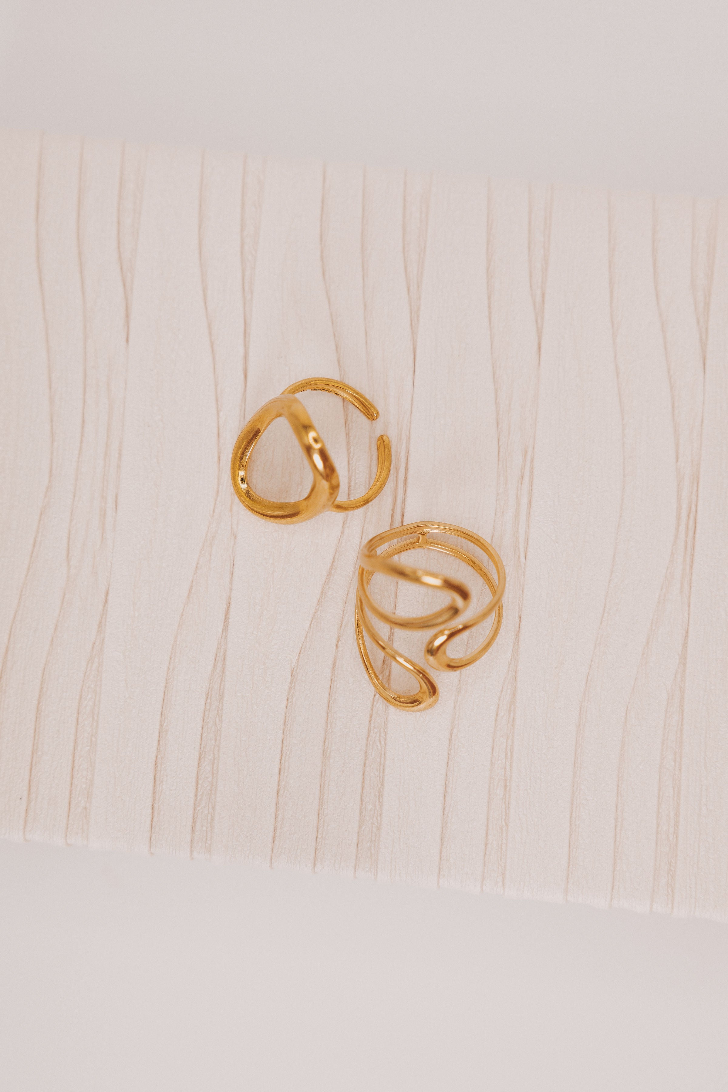 gold asymmetric ring set