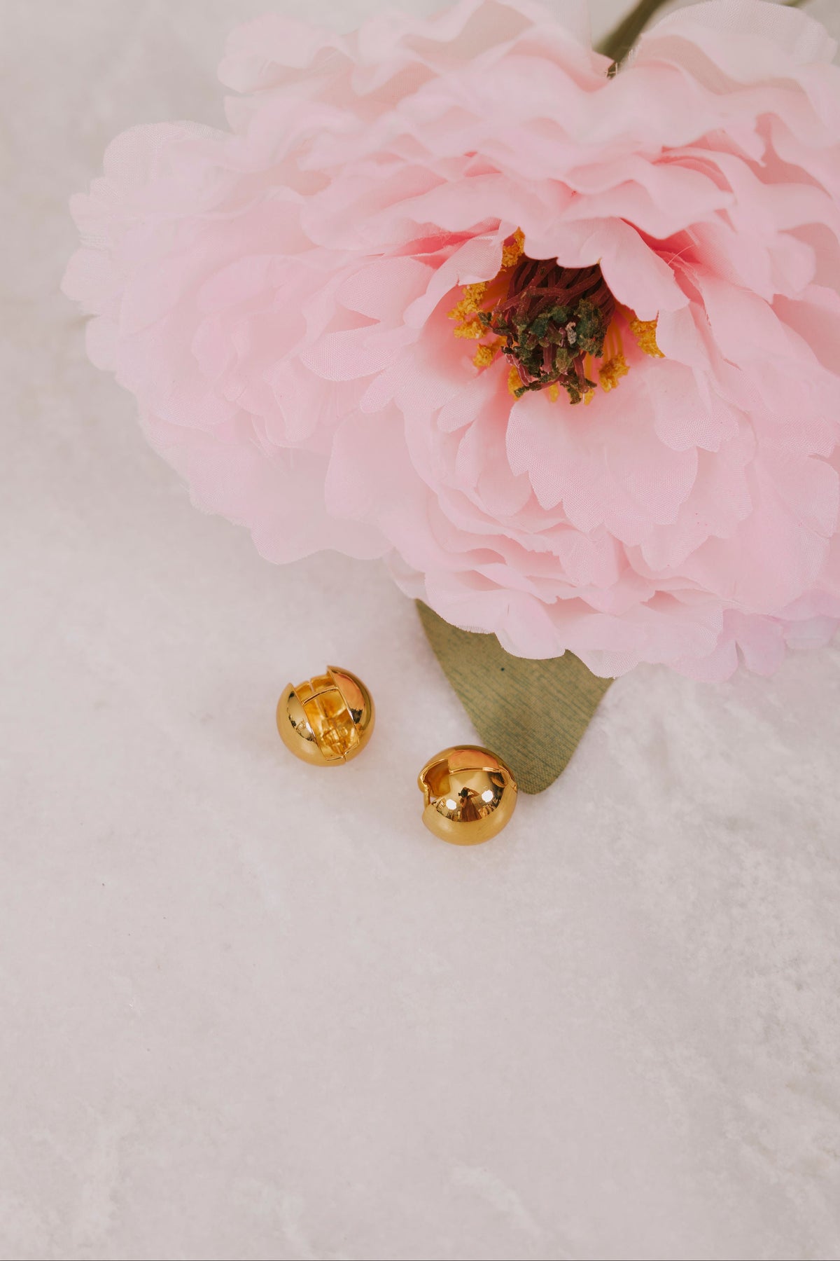 gold ball hollow earring front