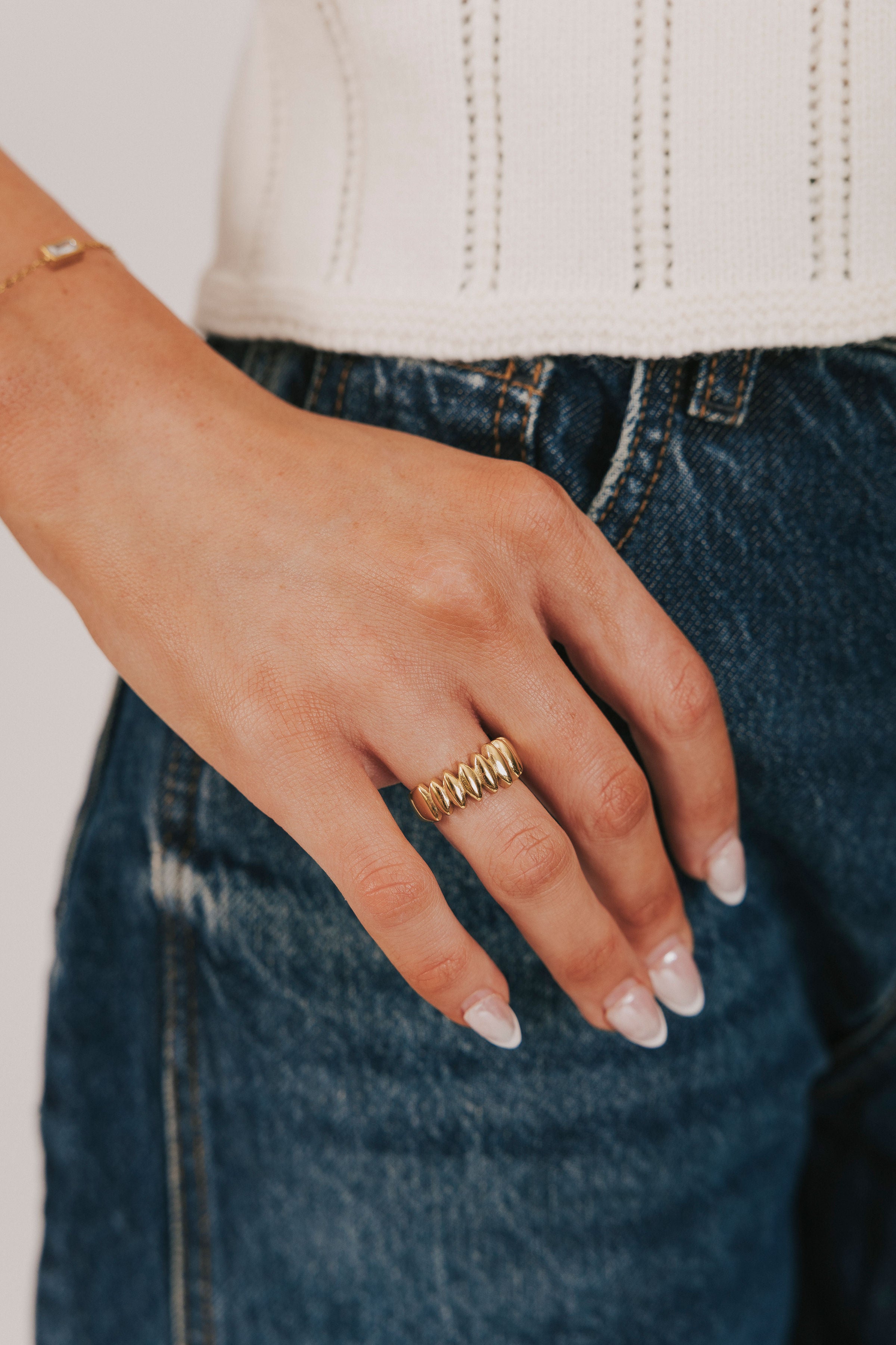 gold ring with diamond design